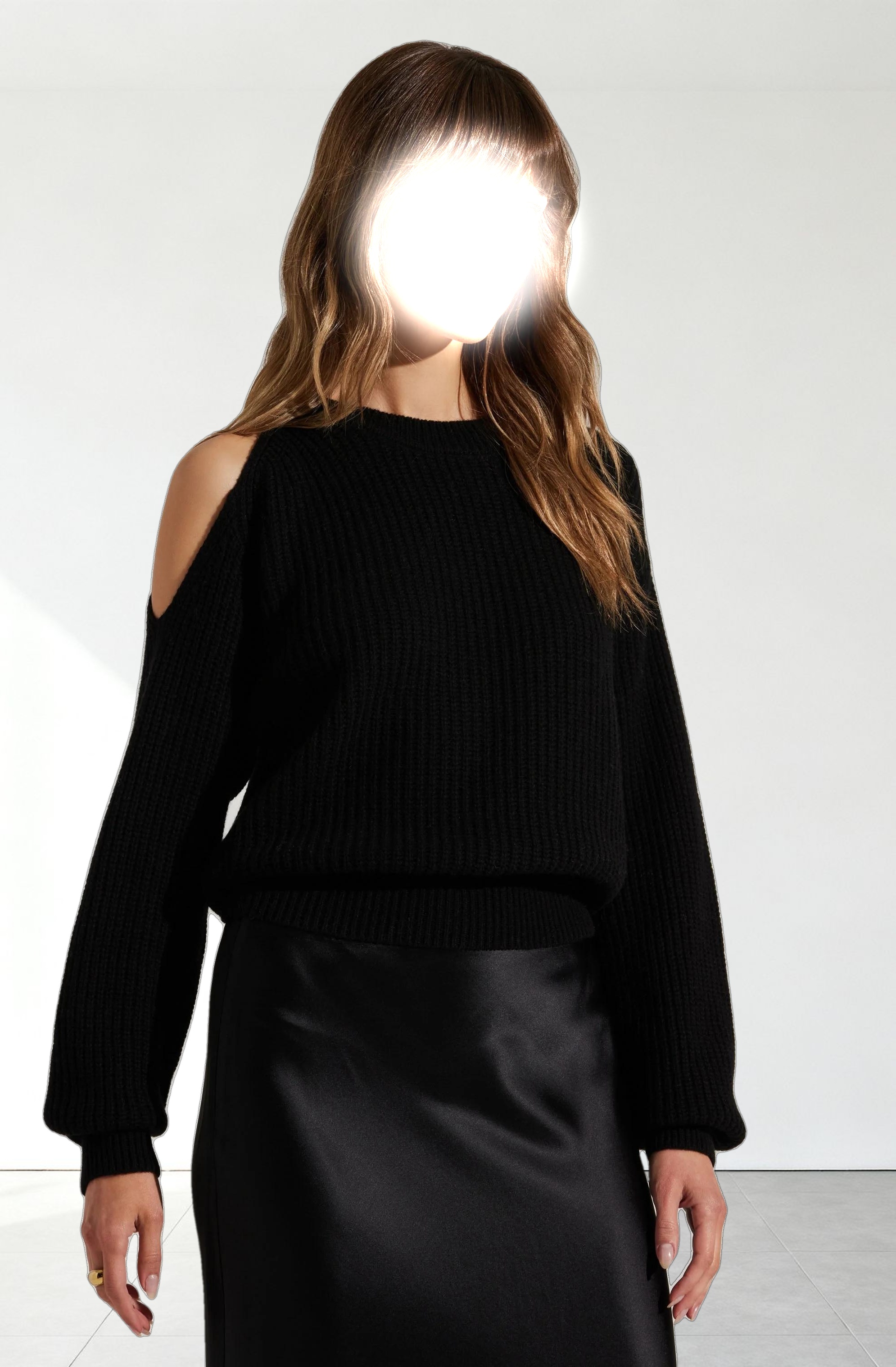 Millicent Ribbed Cold Shoulder Sweater