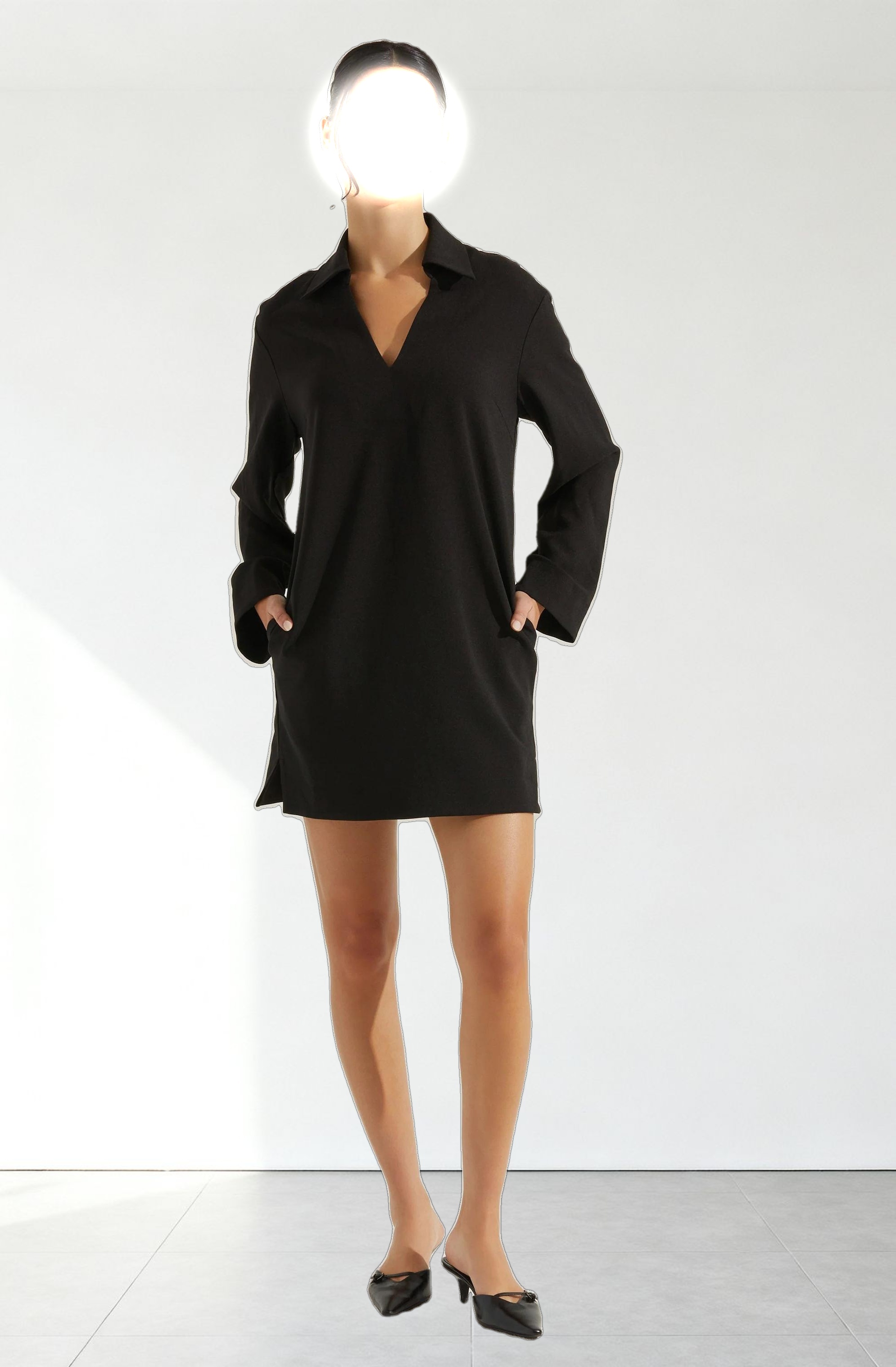 V-Neck Woven Mini Dress