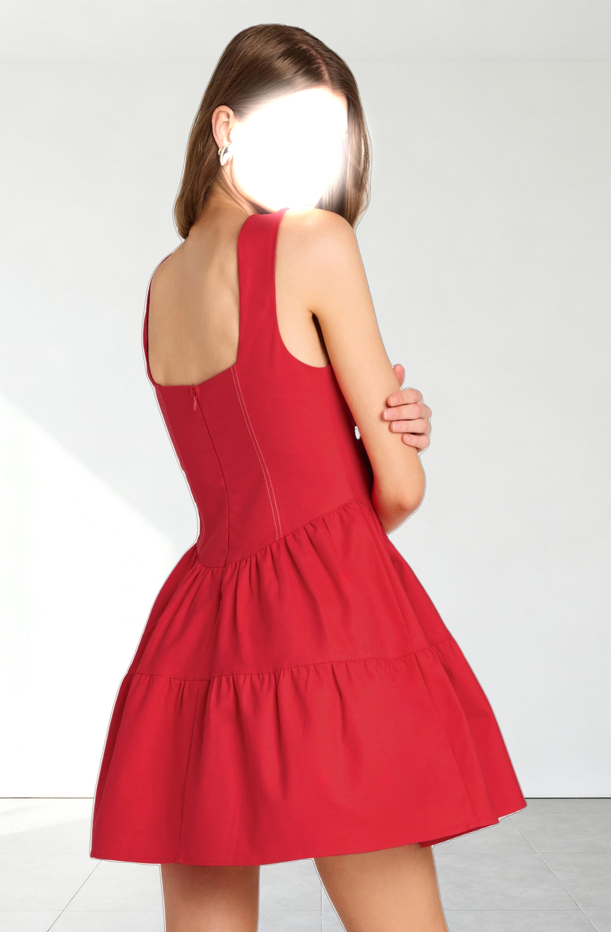 Tiered Stitch Detail Mini Dress