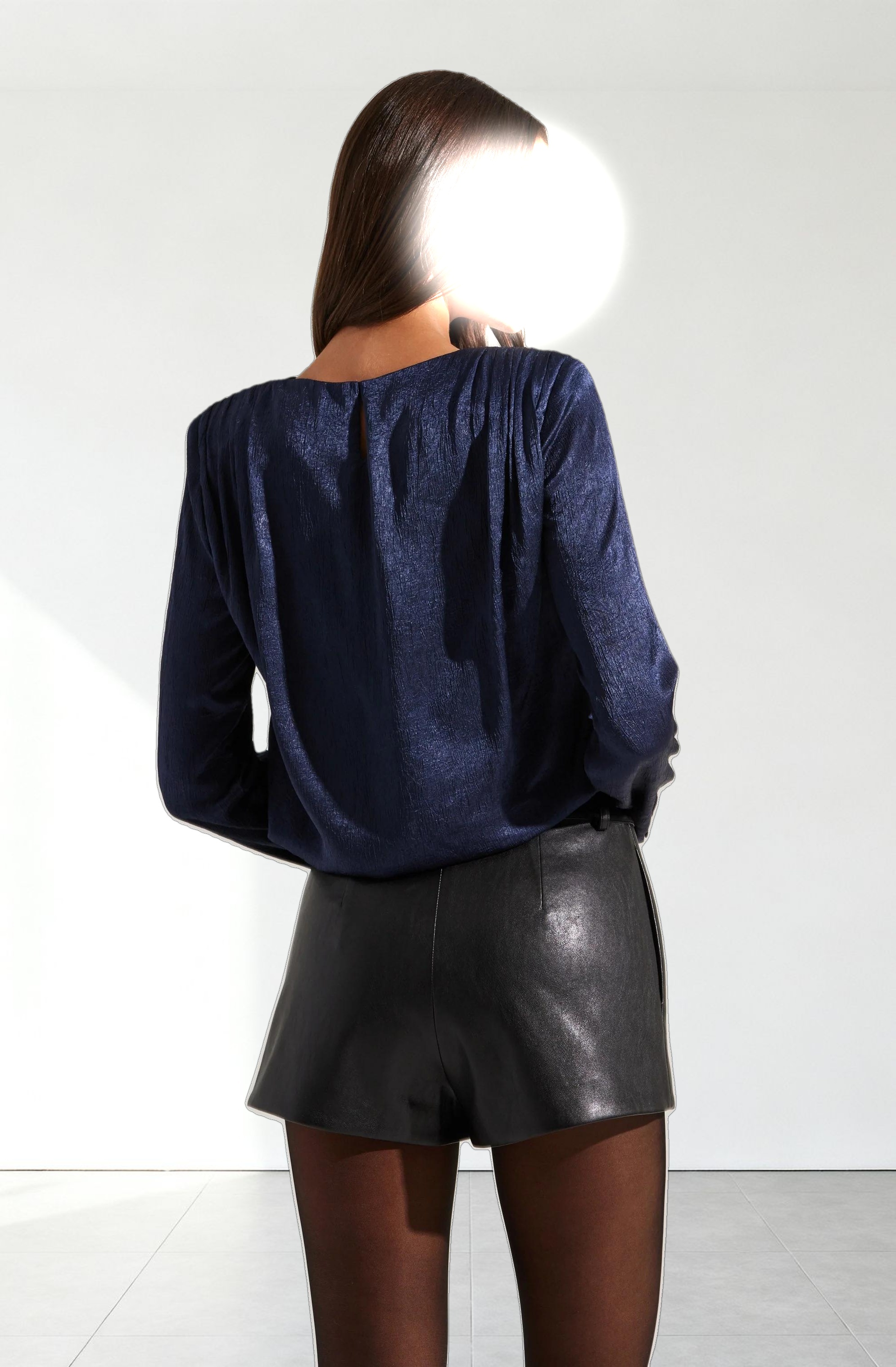 Aleannah Satin Long Sleeve Top