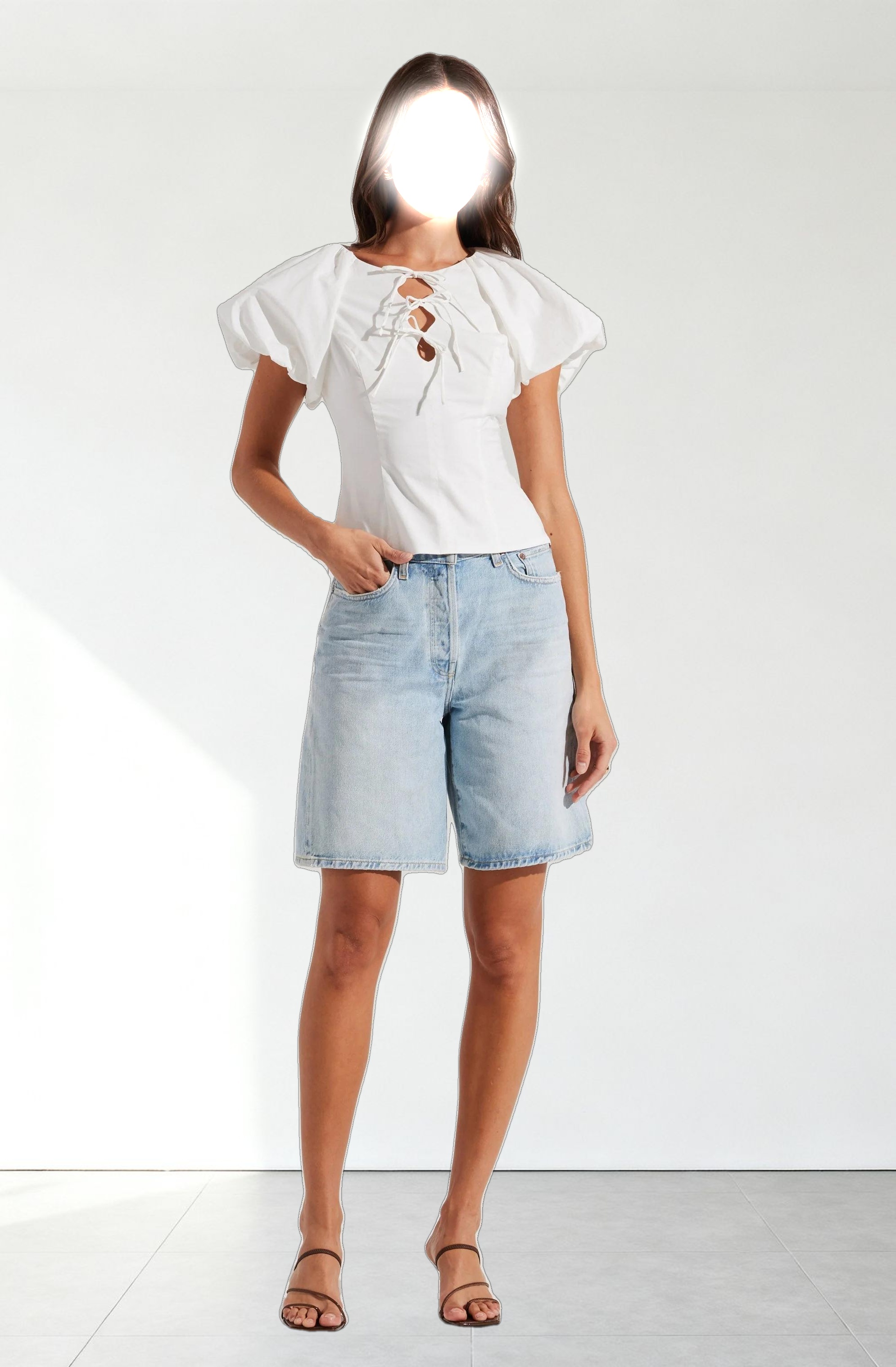 Aine Poplin Puff Sleeve Top