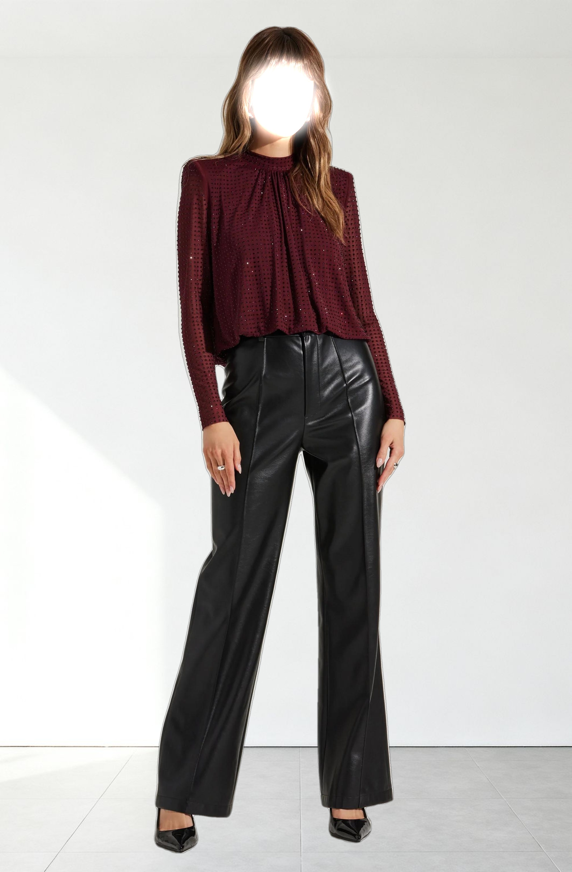 Balsa Mock Neck Rhinestone Top