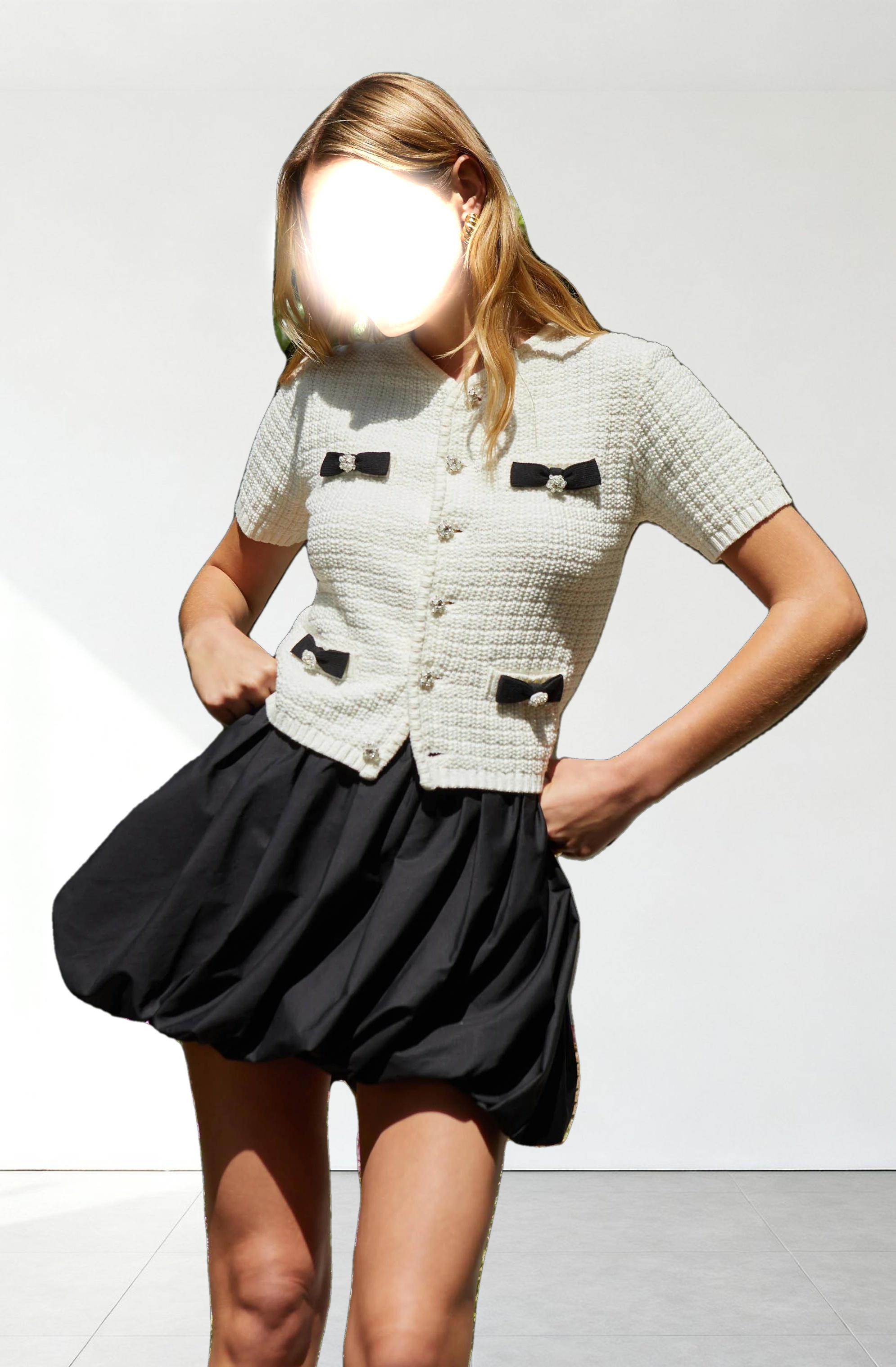 Averie Contrast Bow Cardigan