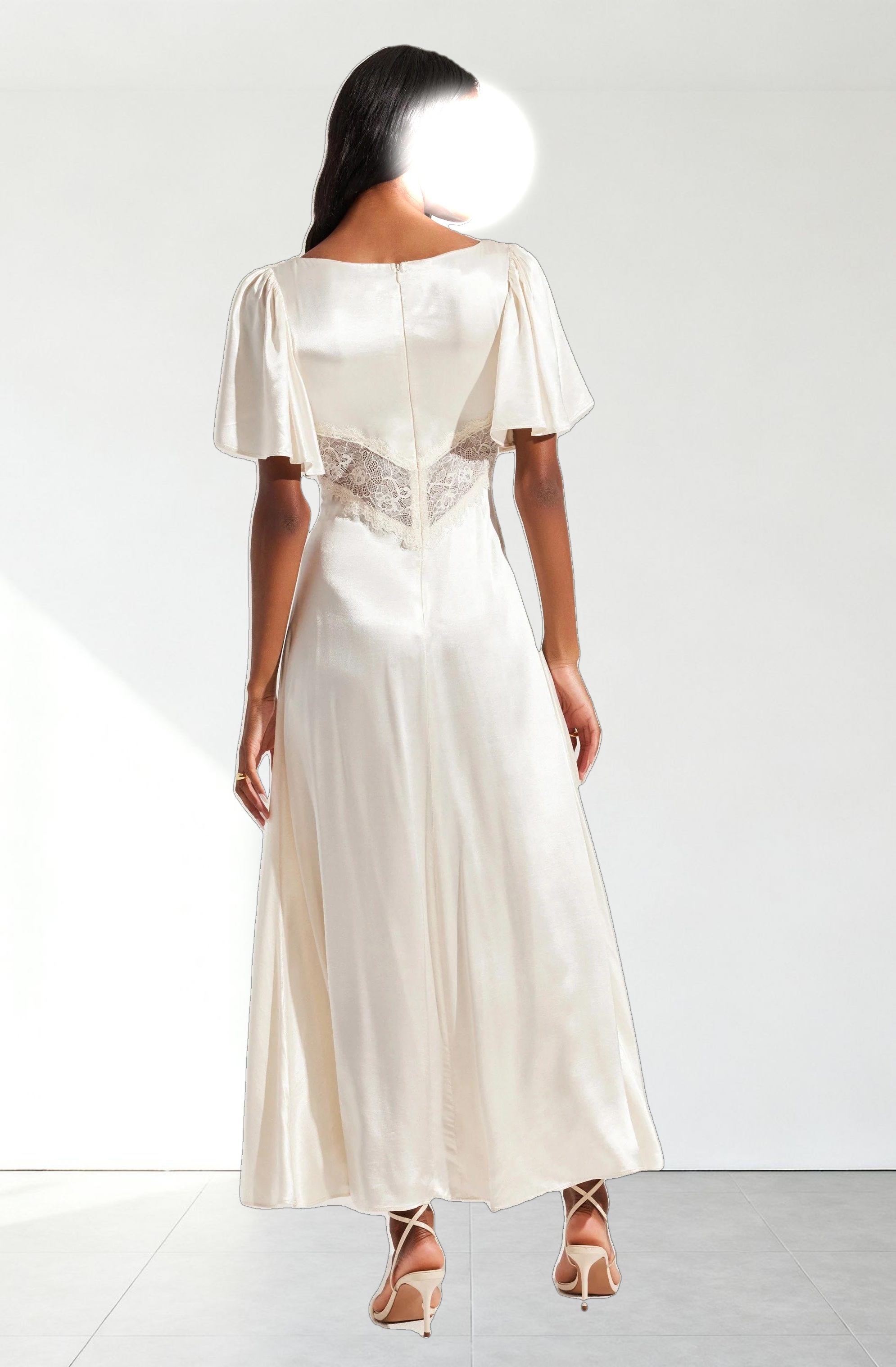 Aurelia Satin V-Neck Midi Dress