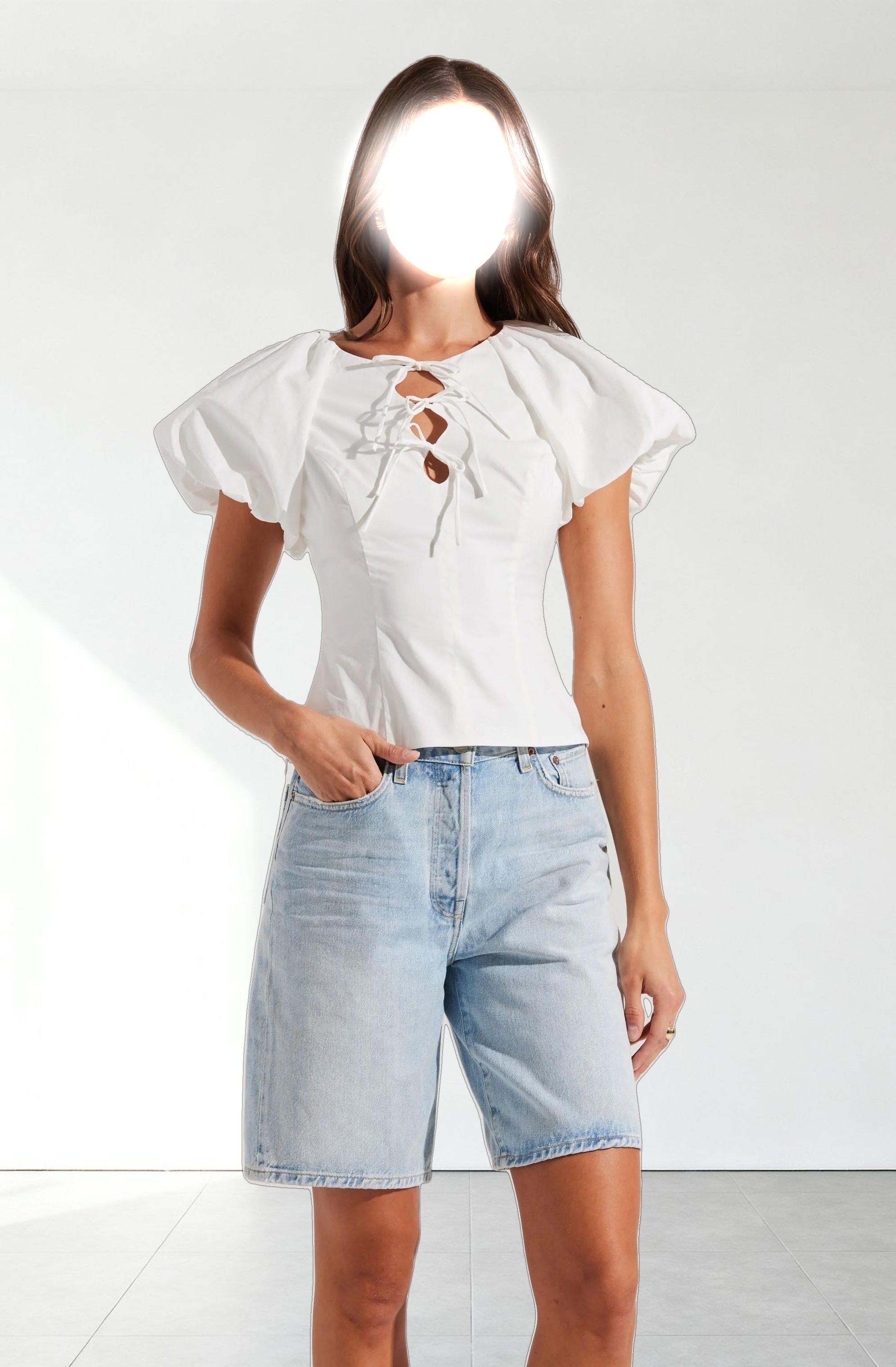 Aine Poplin Puff Sleeve Top