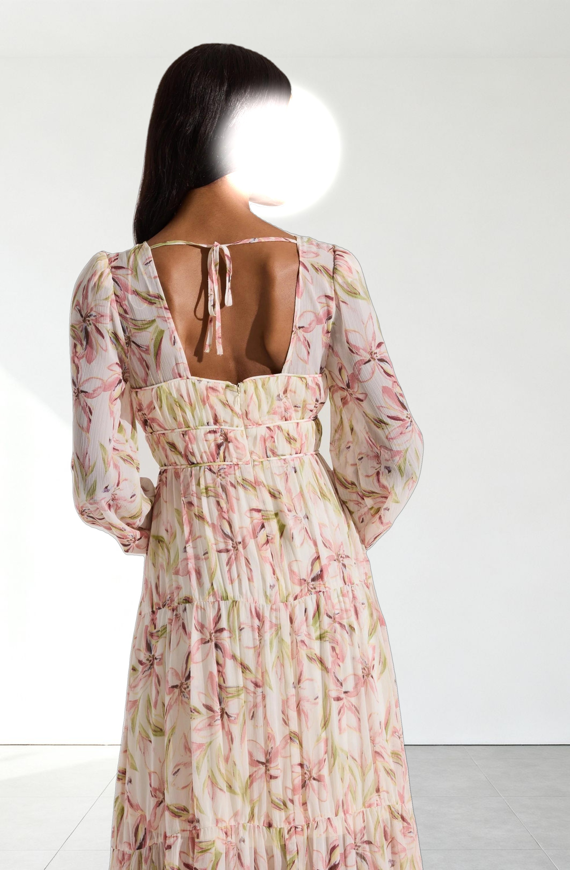 Pleated Chiffon Midi Dress