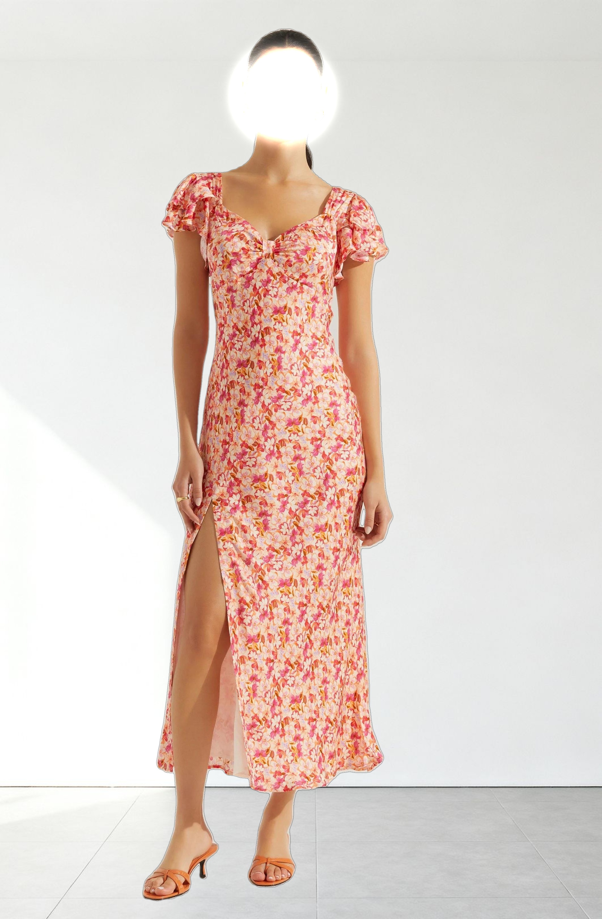 Maisy Floral Flutter Sleeve Midi Dress