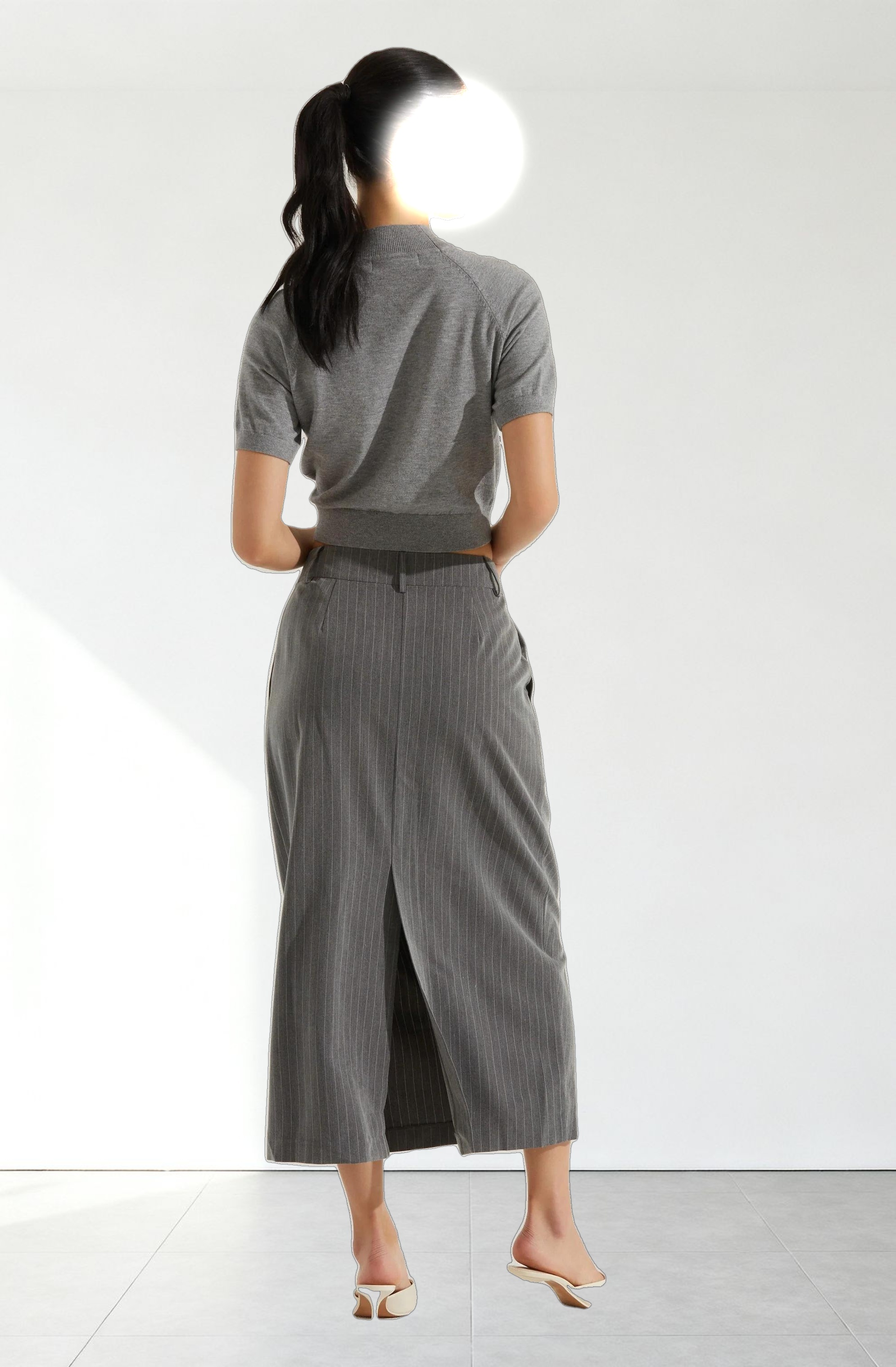 Pinstripe Asymmetrical Waist Skirt