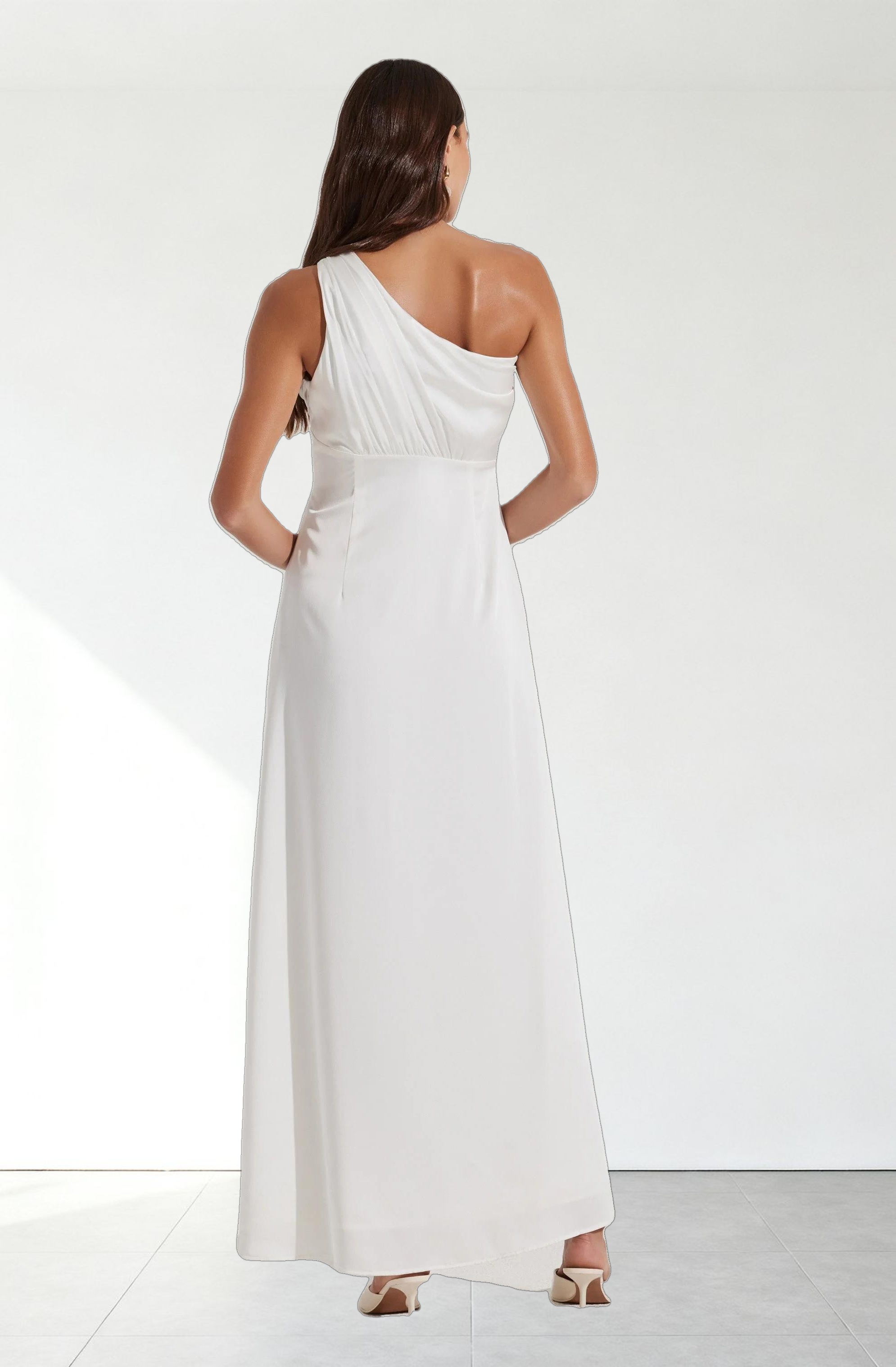 Atoila One Shoulder Satin Maxi Dress