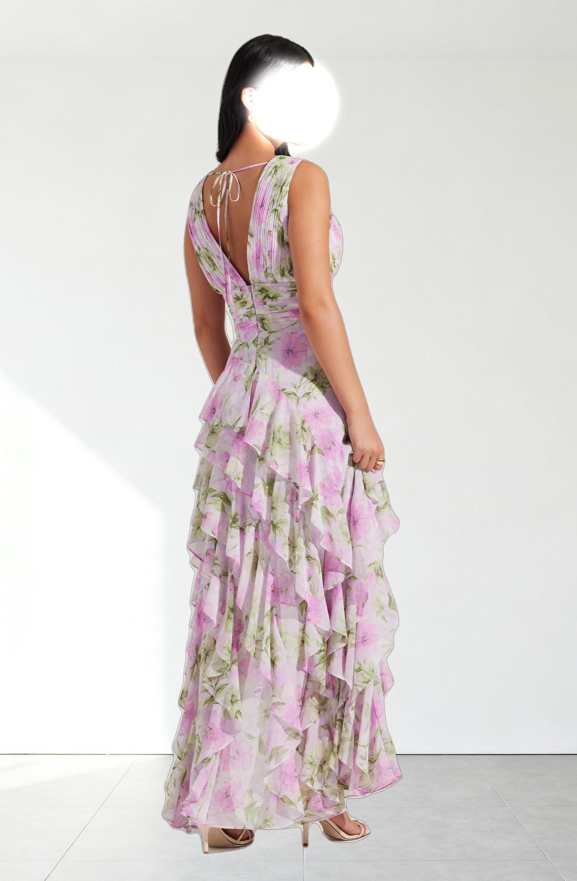 Cytherea Asymmetric Ruffle Midi Dress