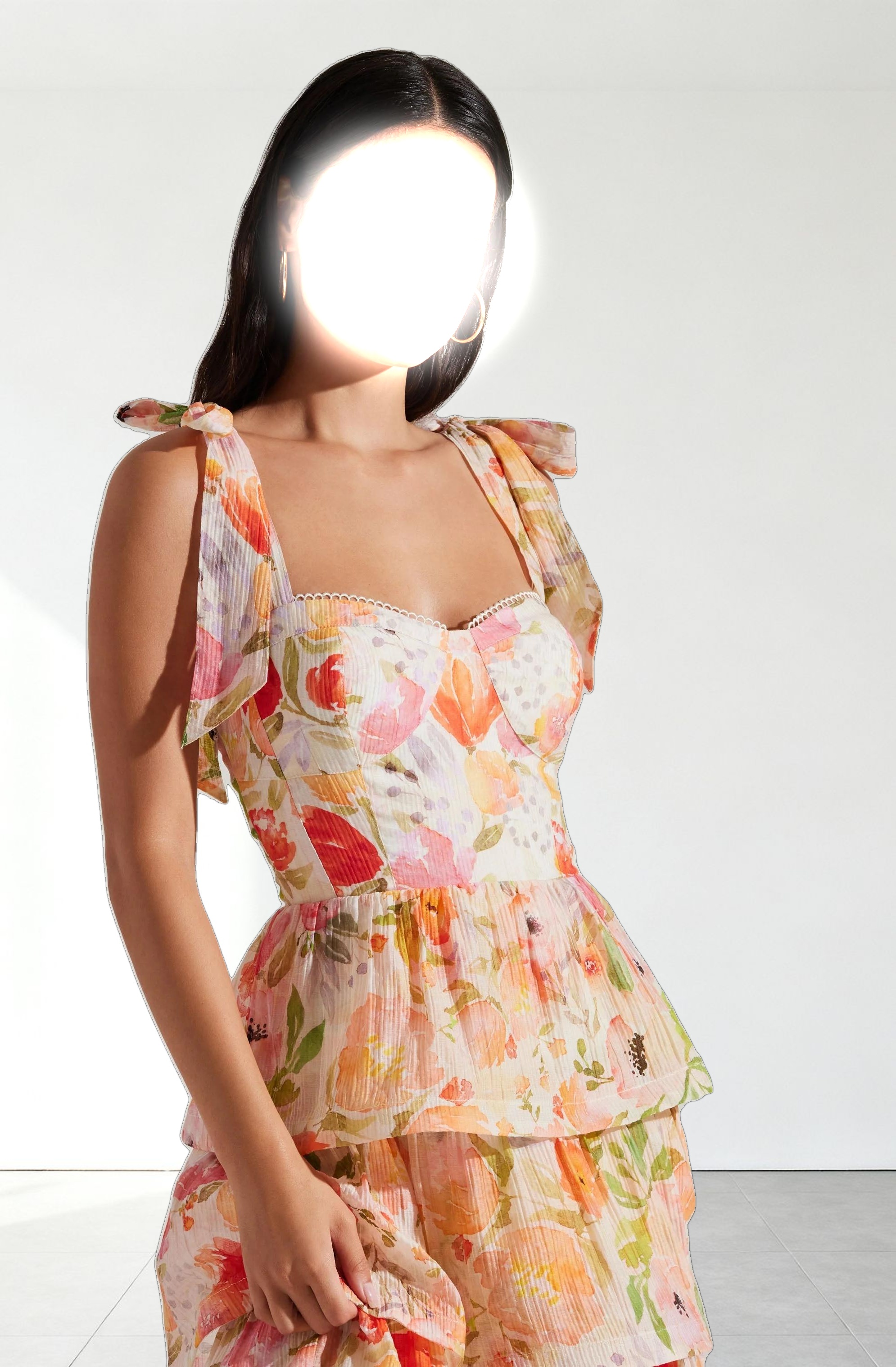 Zirconia Tie Strap Tiered Dress