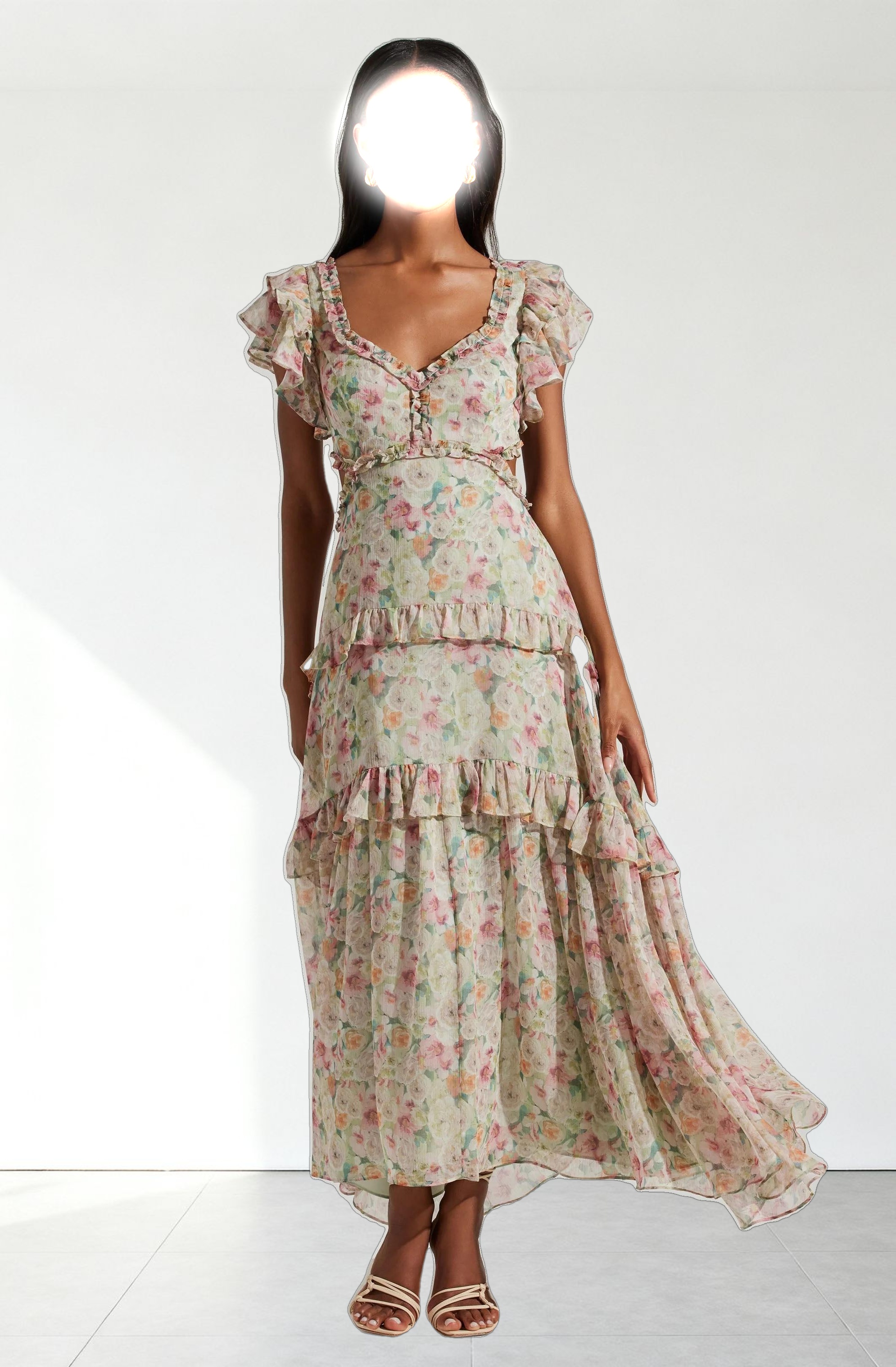 Mable Floral Tiered Ruffle Maxi Dress