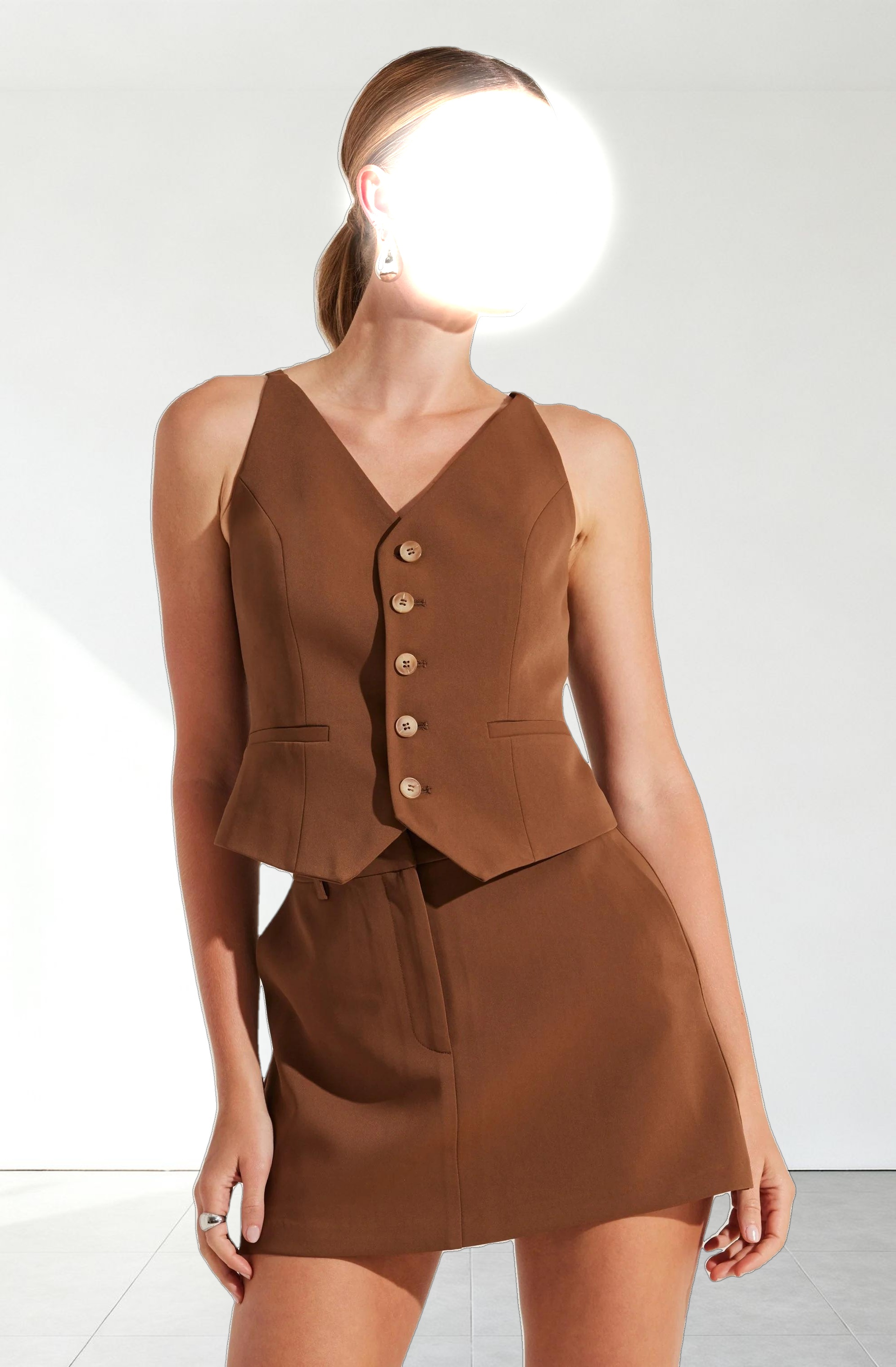 Tailored Button Up V-neck Vest