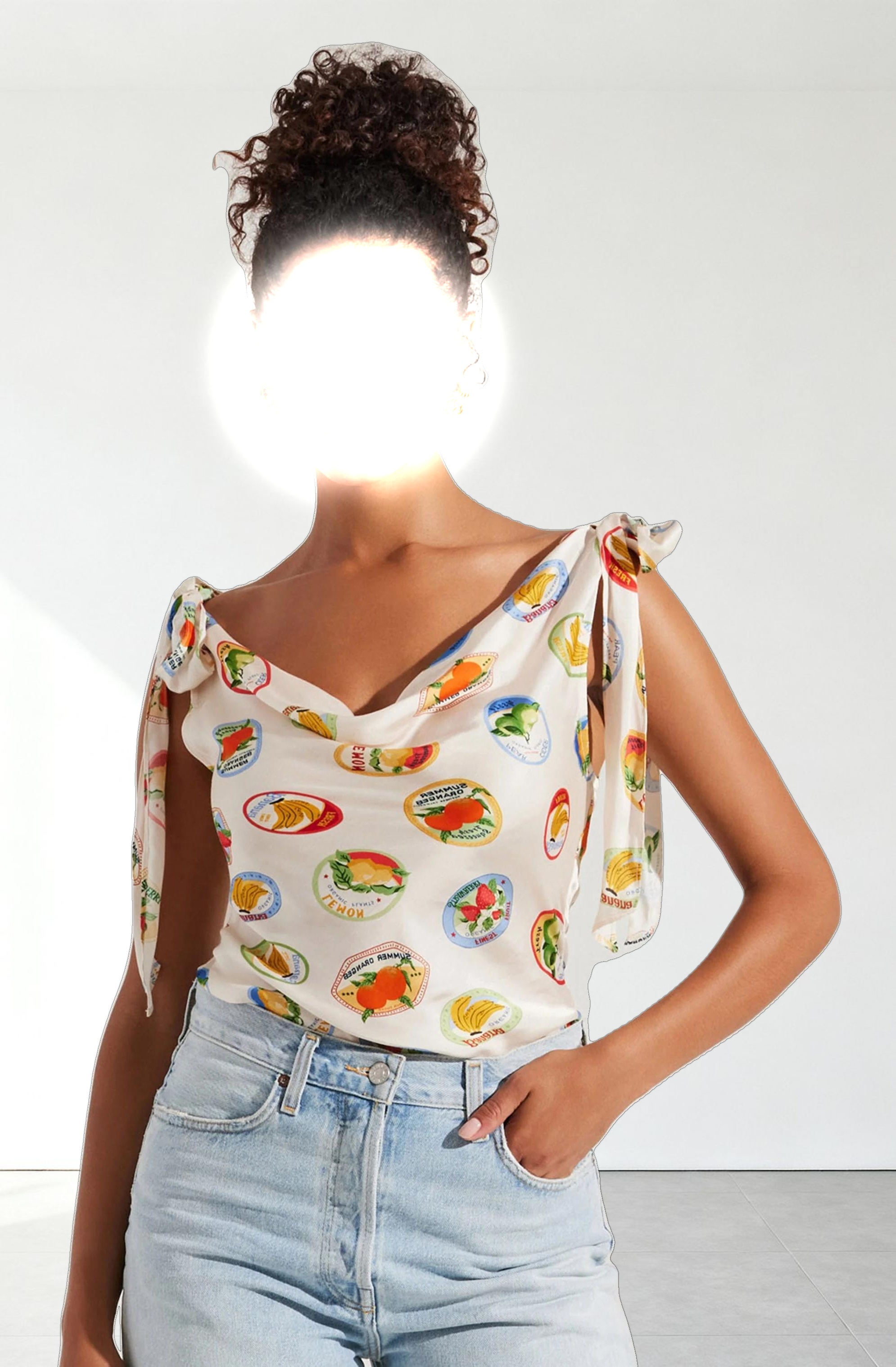 Allexina Satin Tie-Shoulder Top