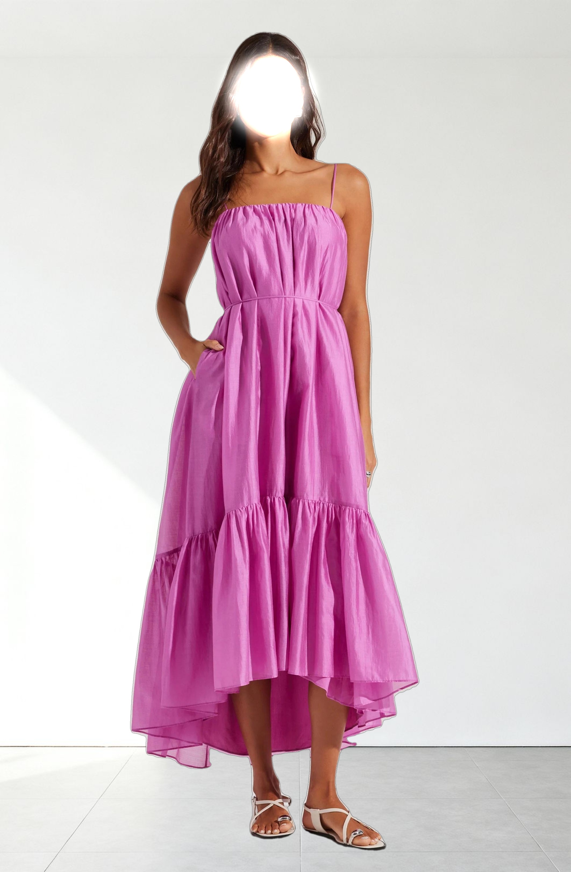 Elisha Tiered High-Low Maxi Dress