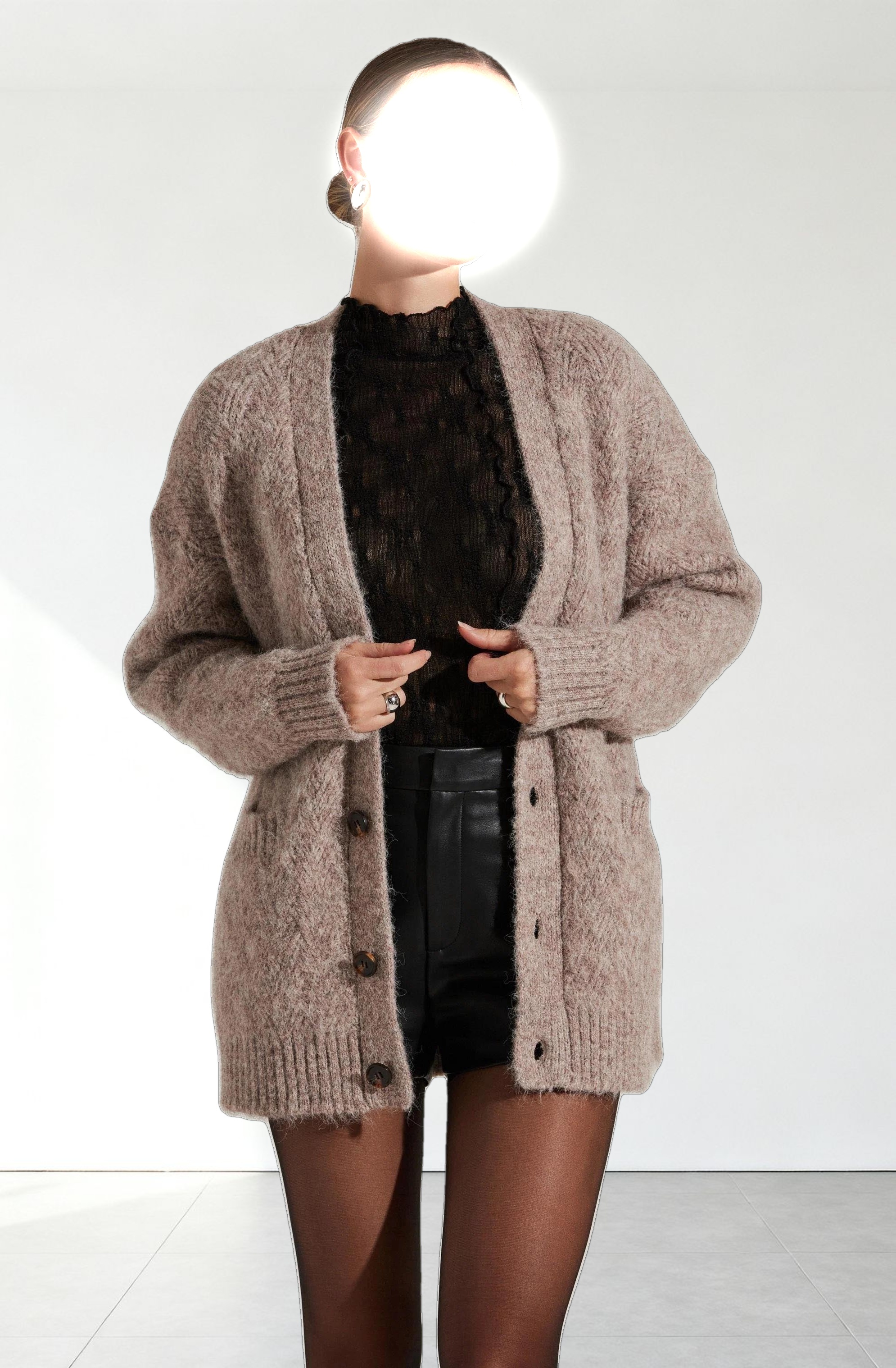 Charli Brushed-Effect Cardigan Sweater