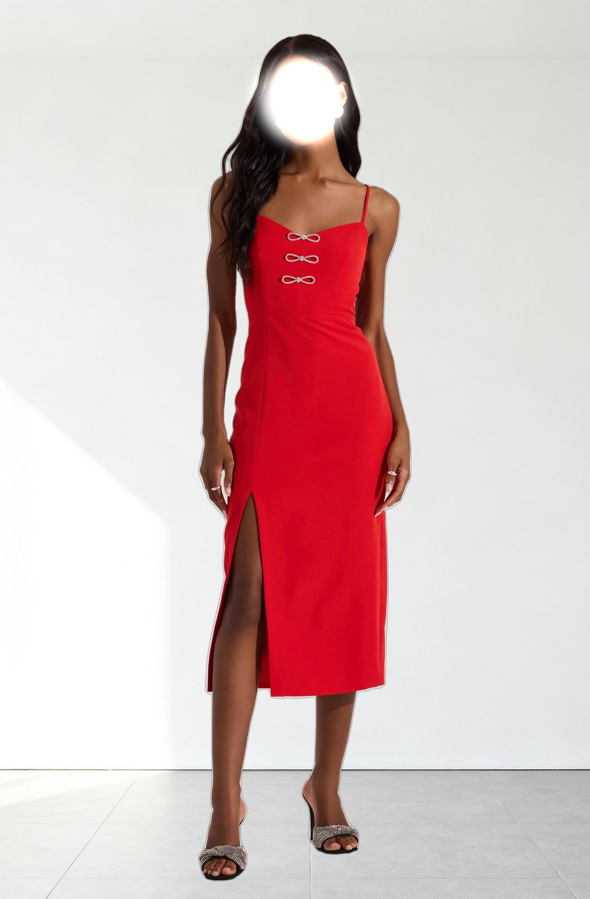 Embellished Bow Detail Midi Dress