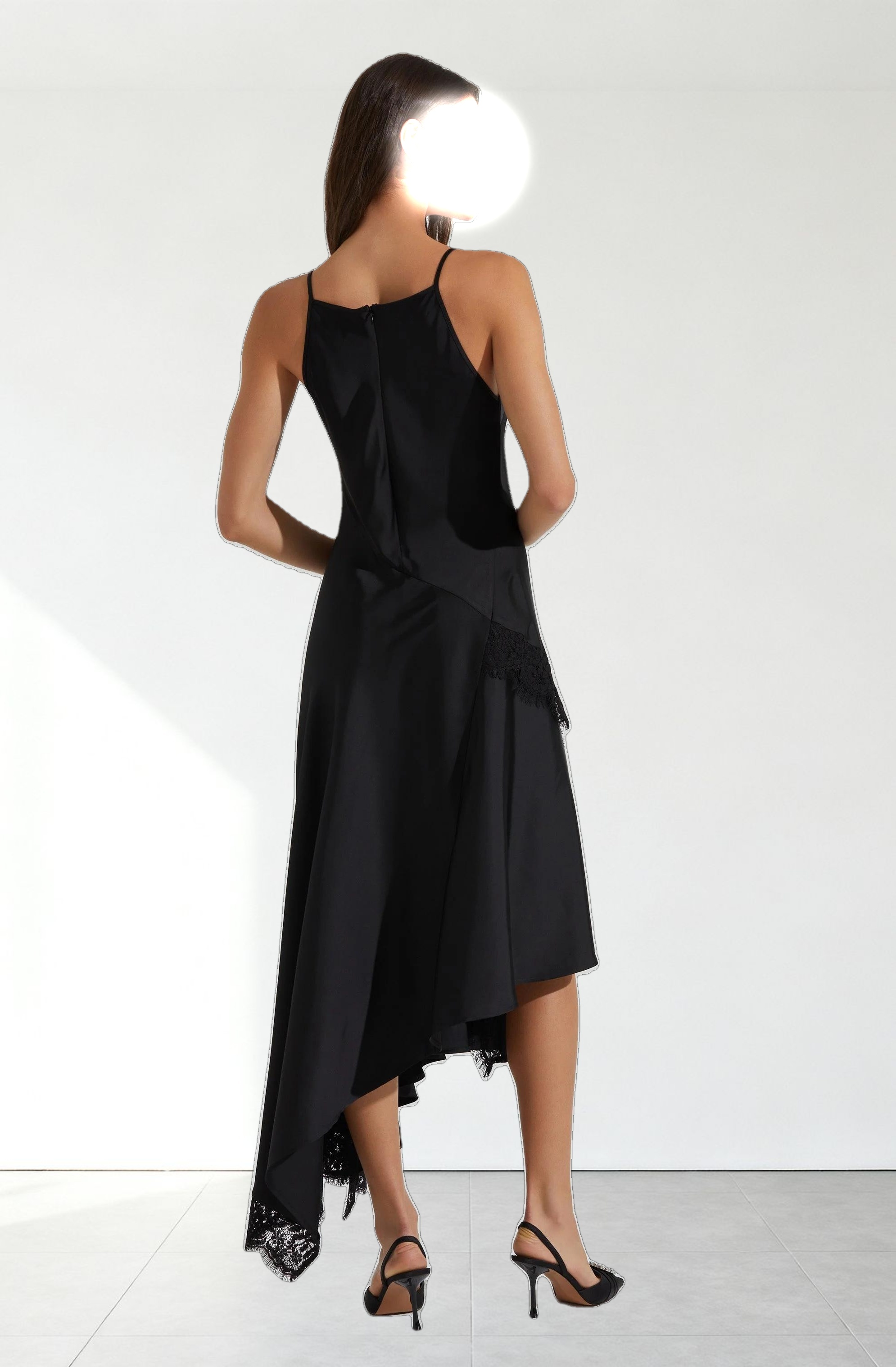 Ione Satin Lace Trim Dress