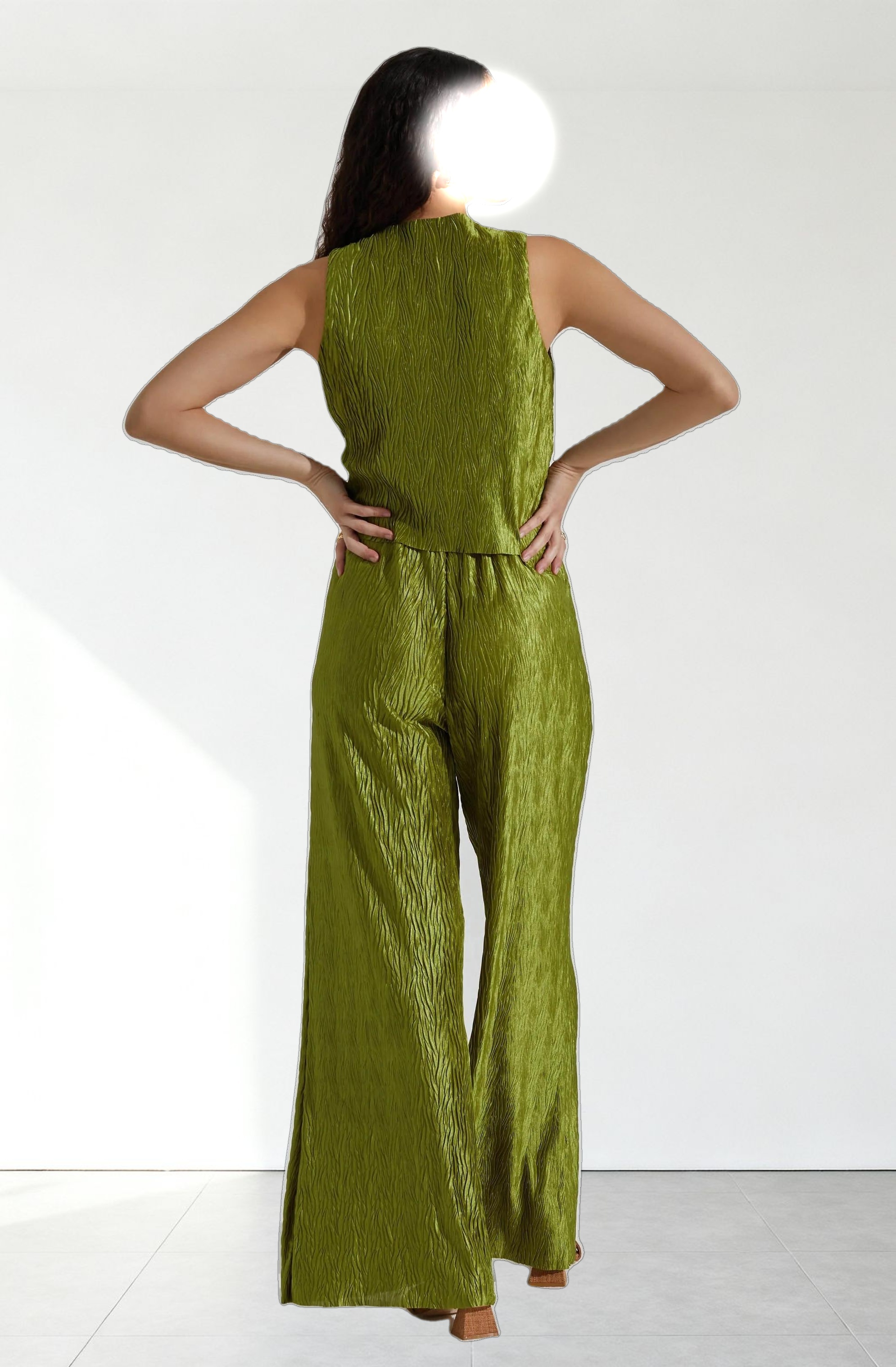 Button Up Plisse Vest