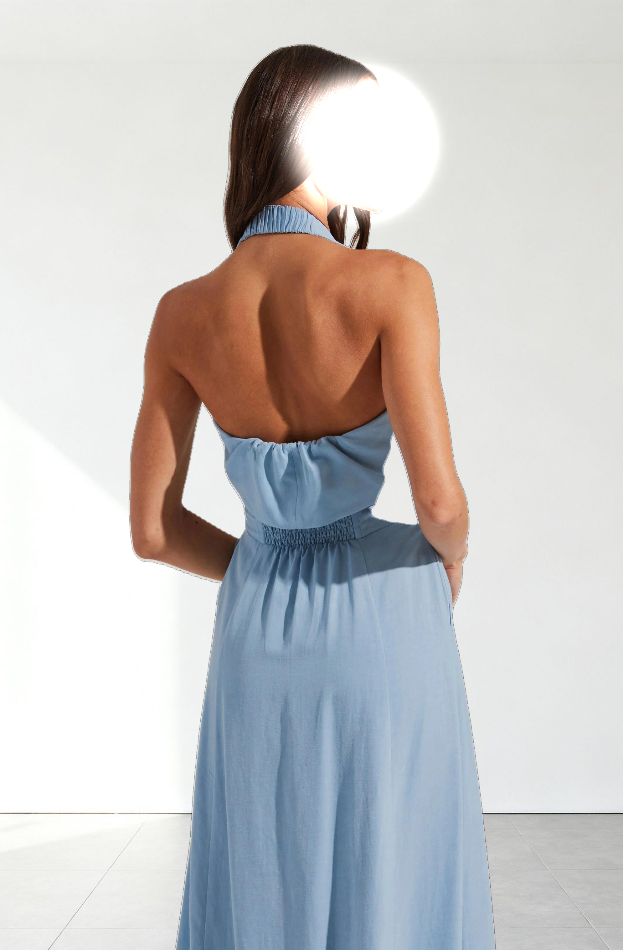 Katherine Linen-Blend Halter Dress