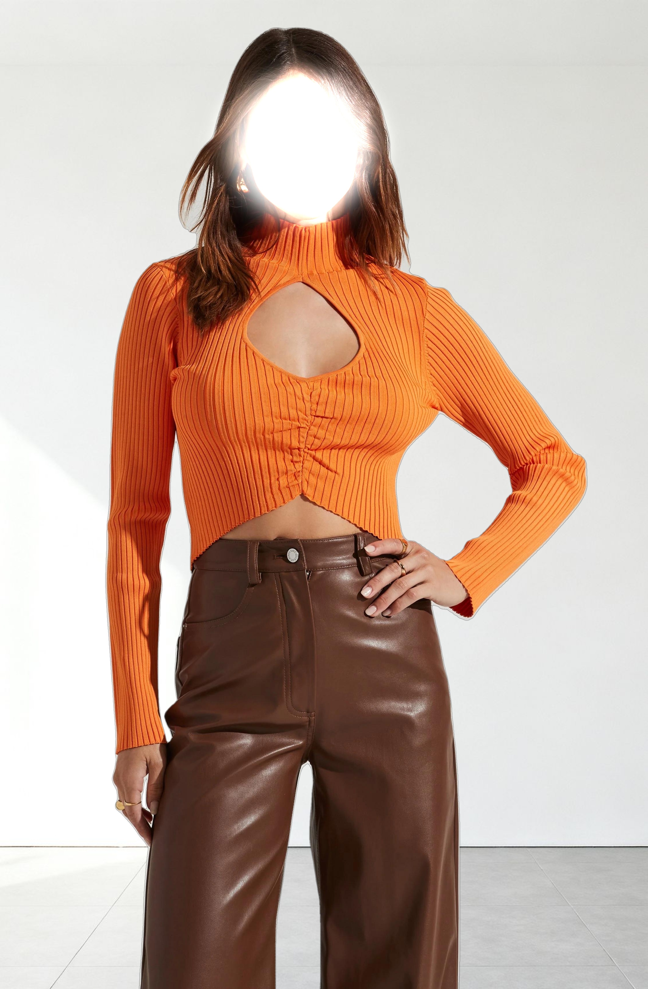 Elia Mock Neck Cutout Sweater