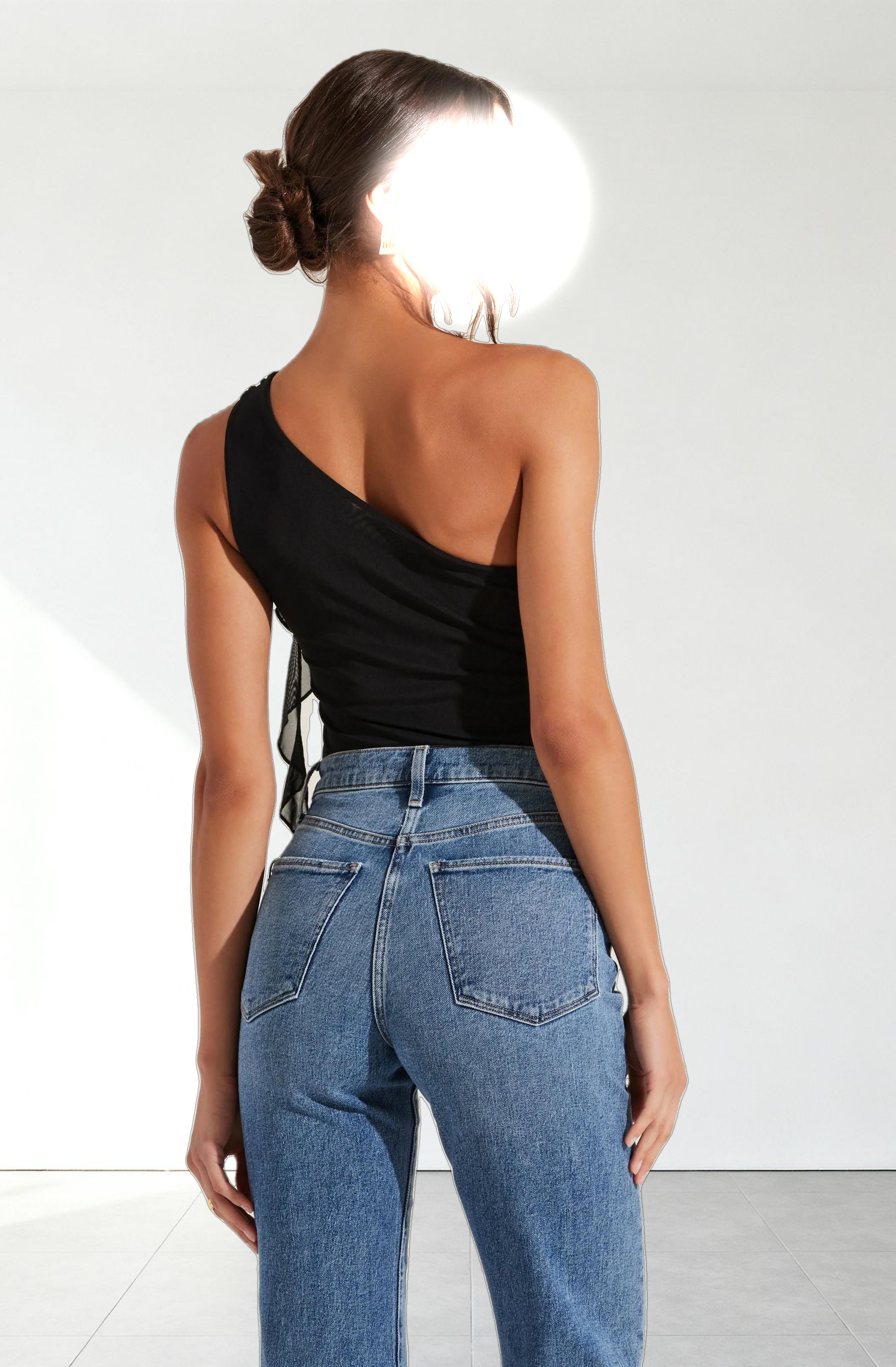 One Shoulder Ruffle Detail Top