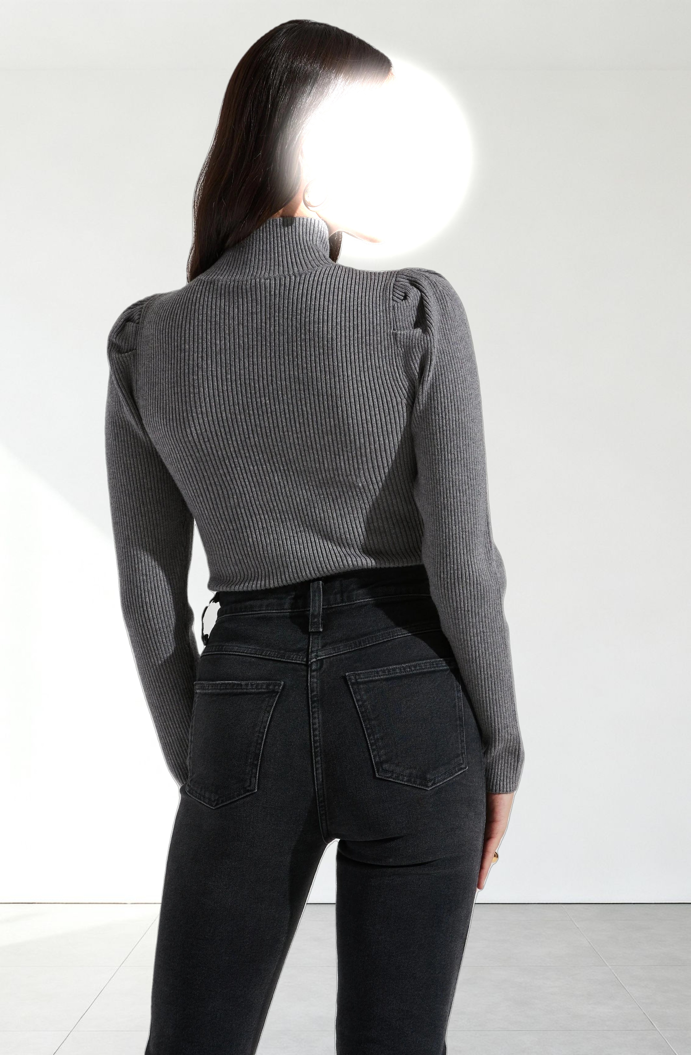 Front Cutout Long Sleeve Sweater Bodysuit