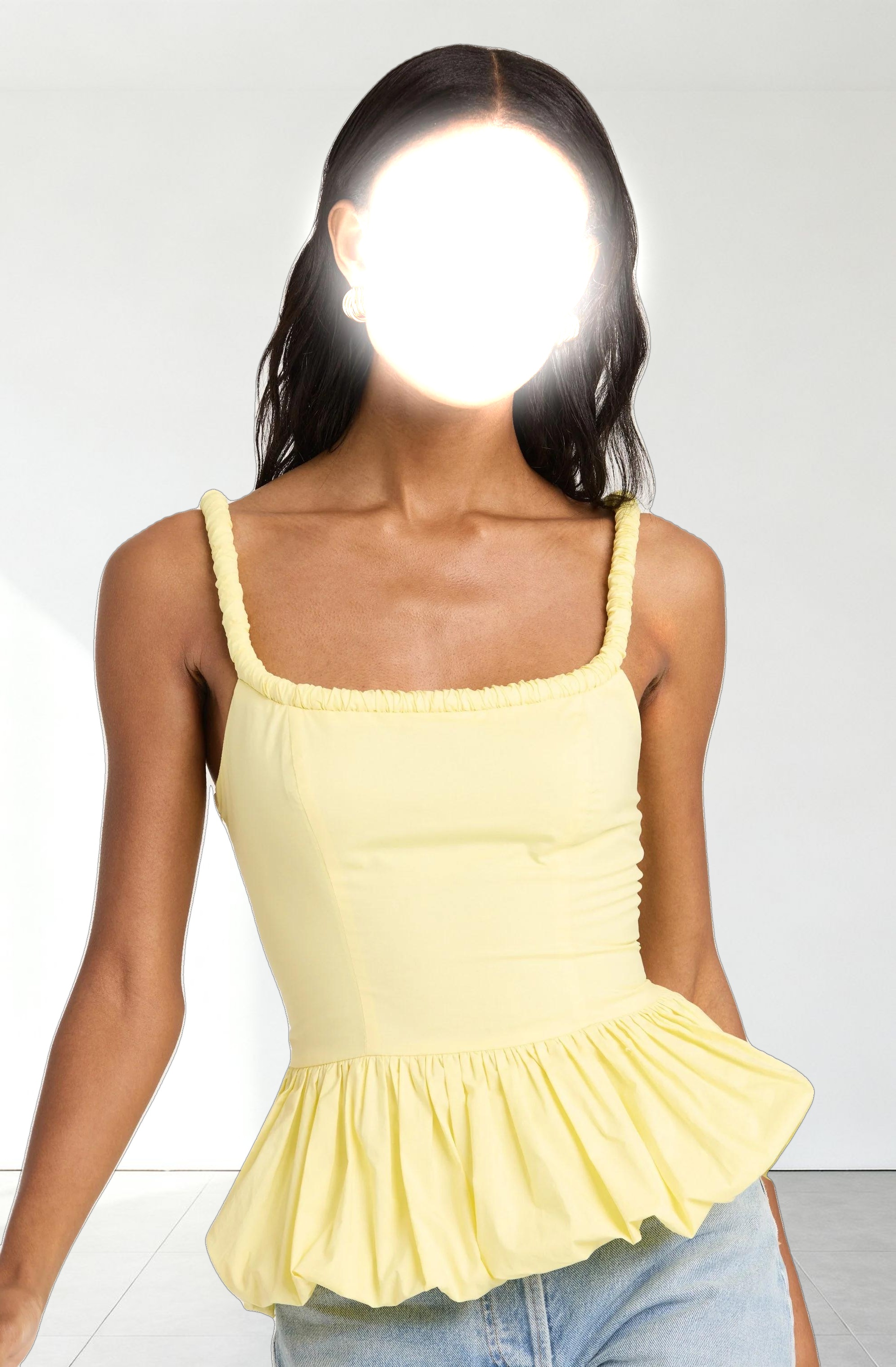 Sleeveless Bubble Hem Peplum Top