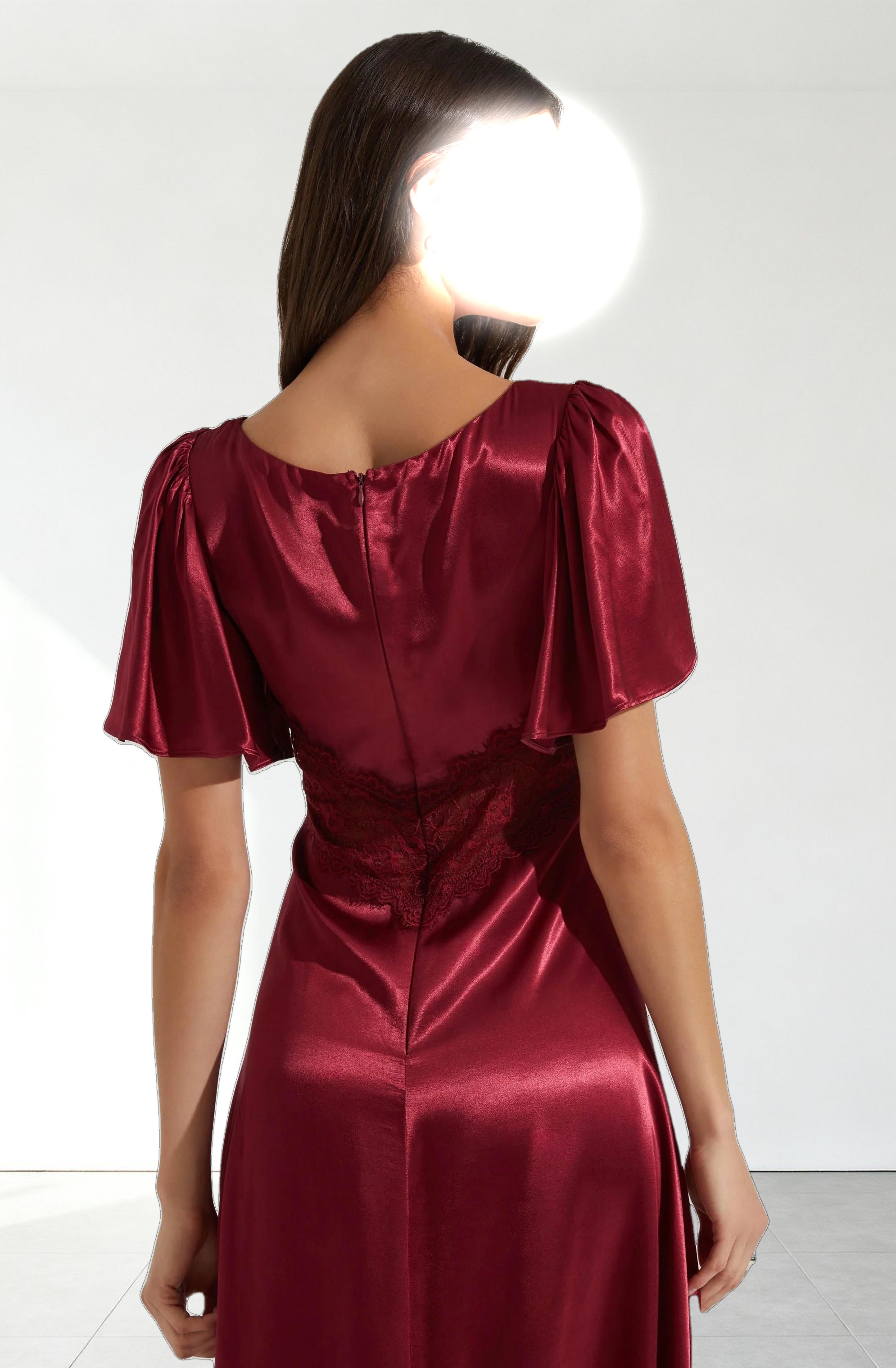 Aurelia Satin V-Neck Midi Dress