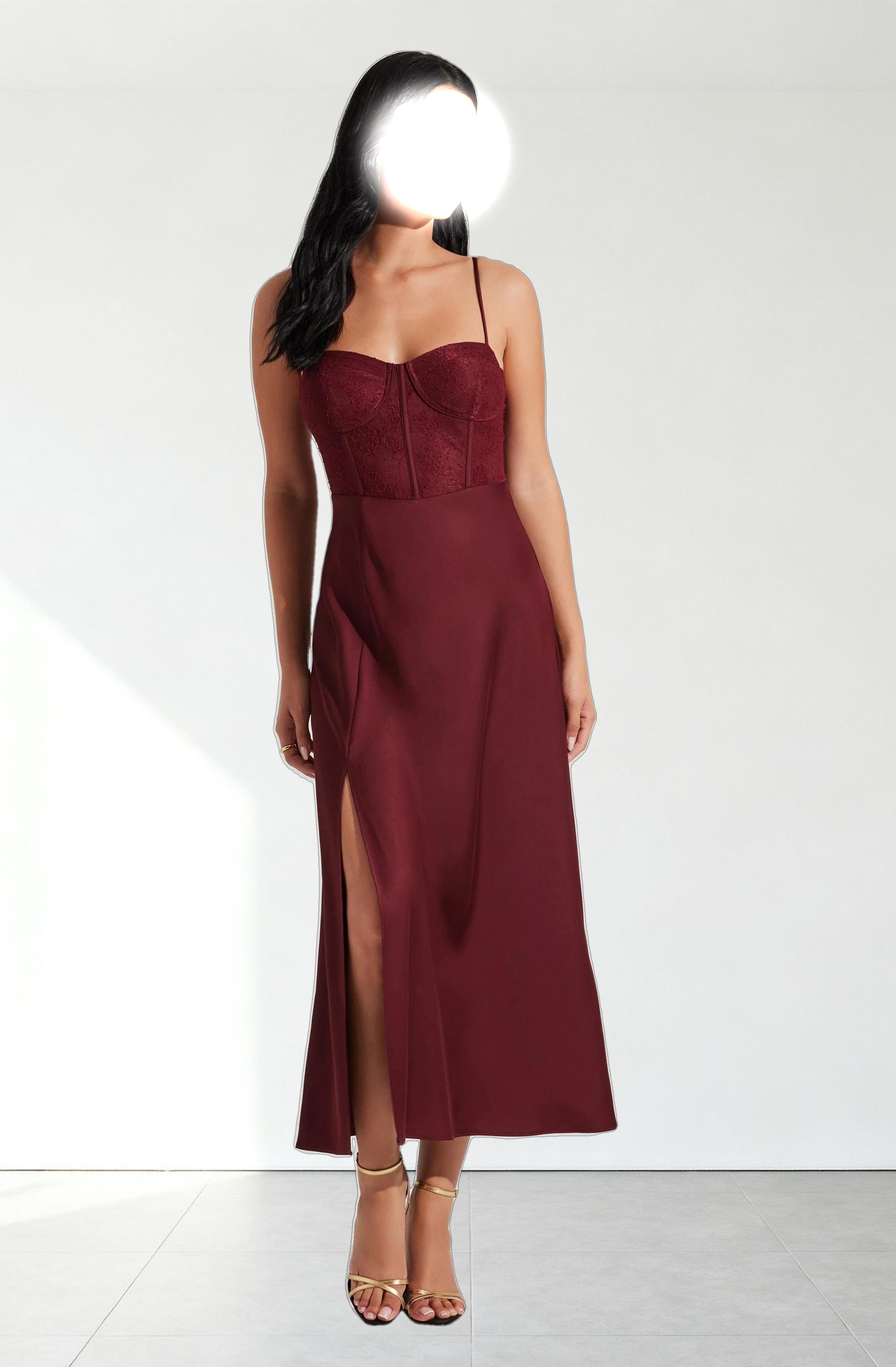 Lace Bustier Midi Dress