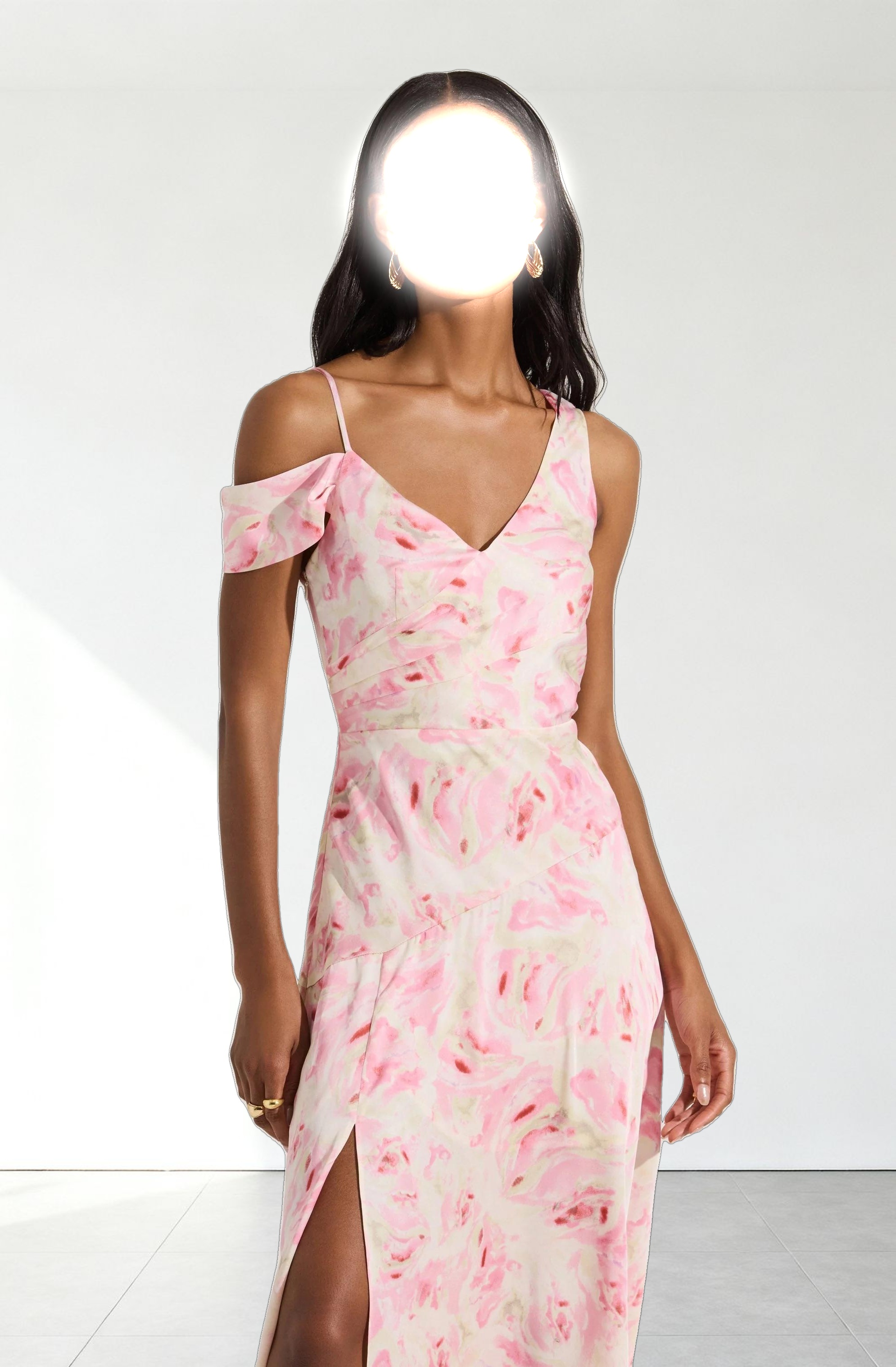 Asymmetric Shoulder Strap Midi Dress