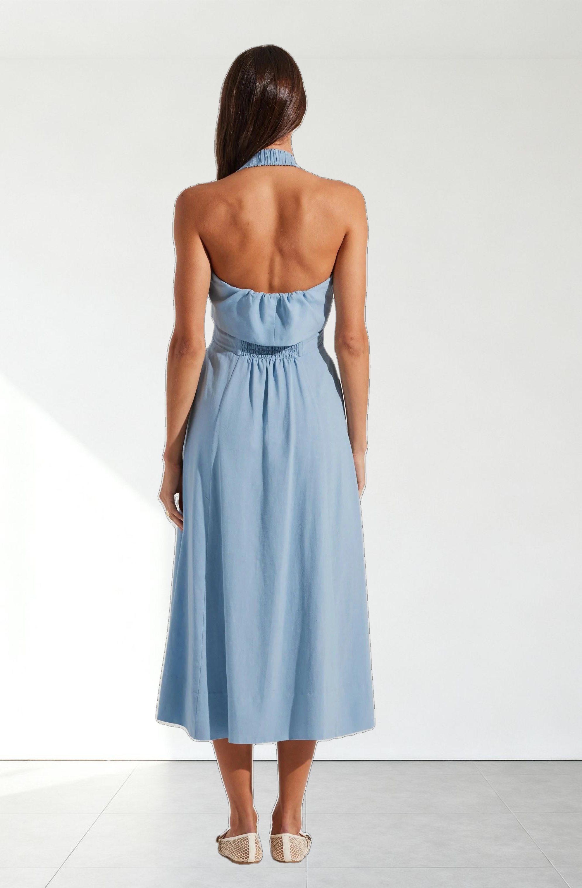 Katherine Linen-Blend Halter Dress