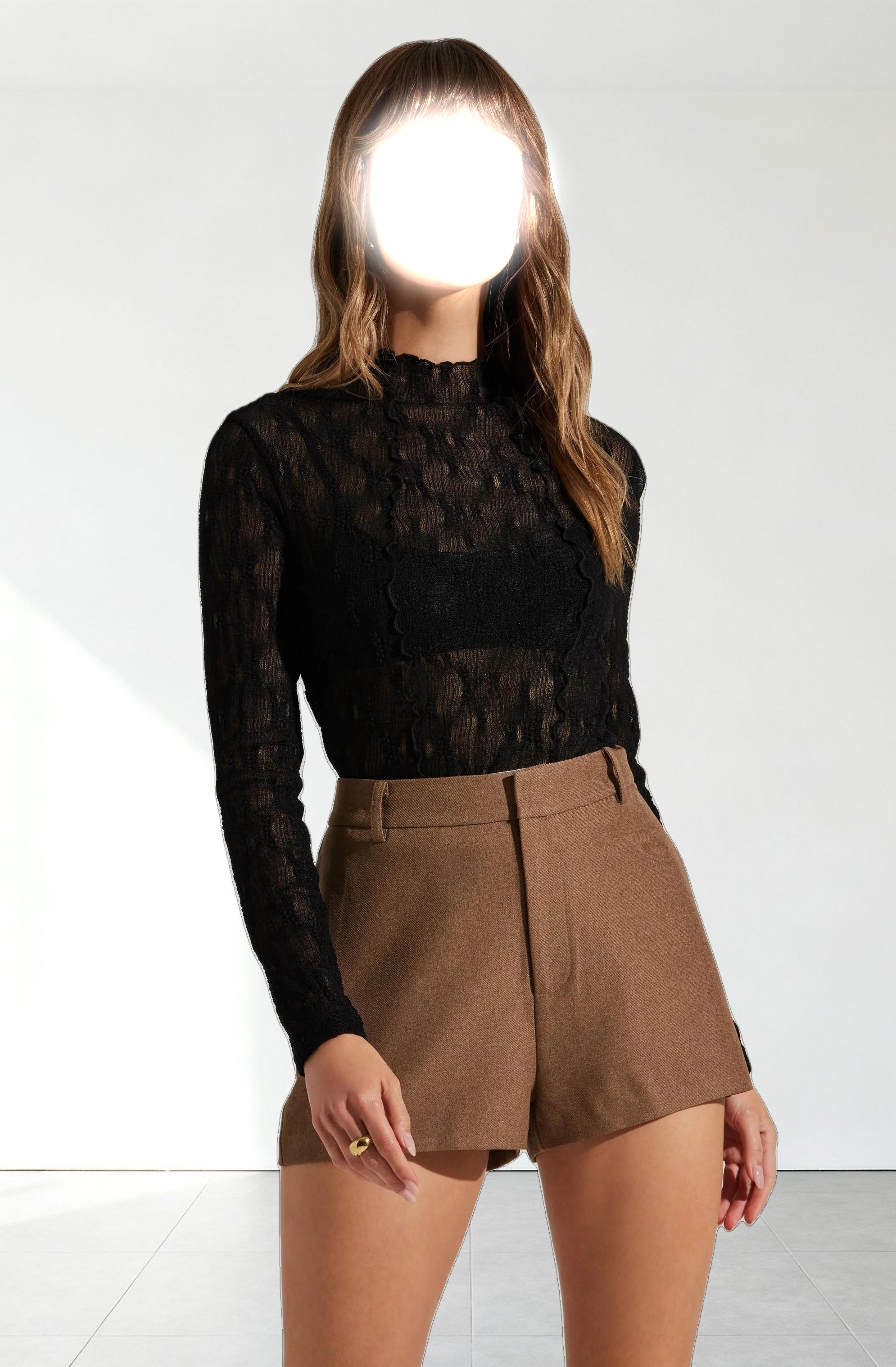 Colleen Mock Neck Lace Top
