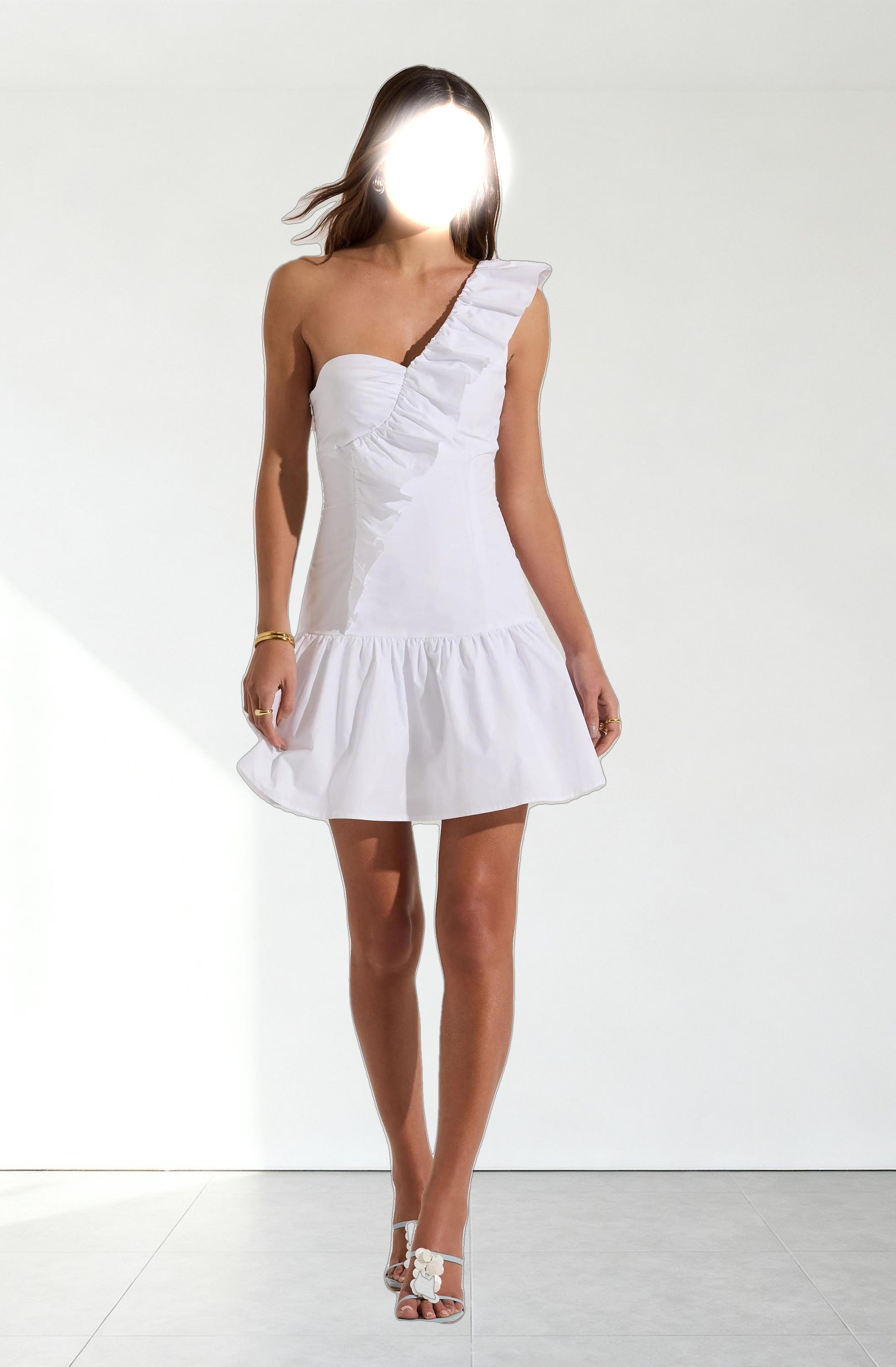 One Shoulder Ruffle Mini Dress