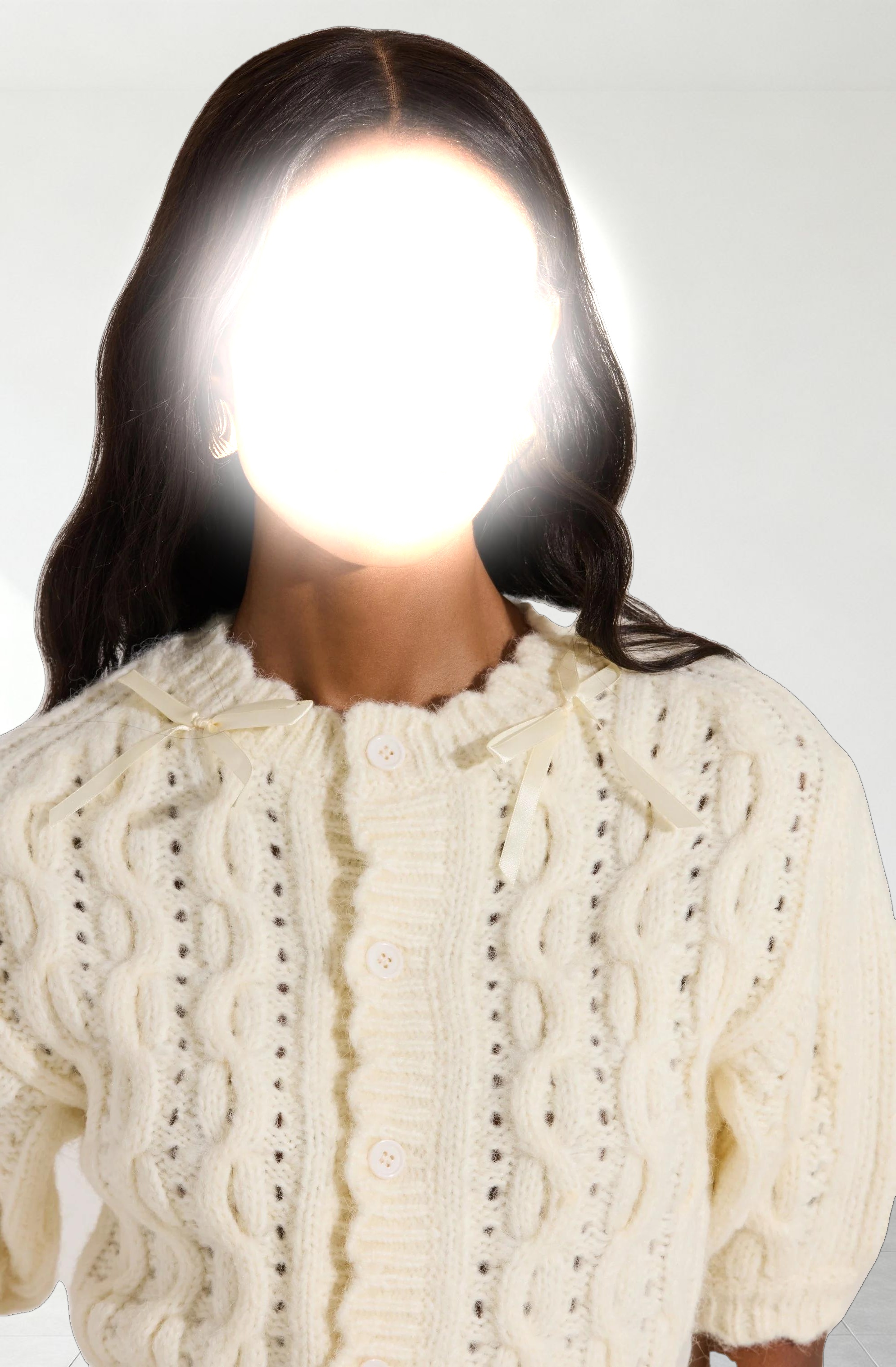 Bow Detail Cable Knit Cardigan