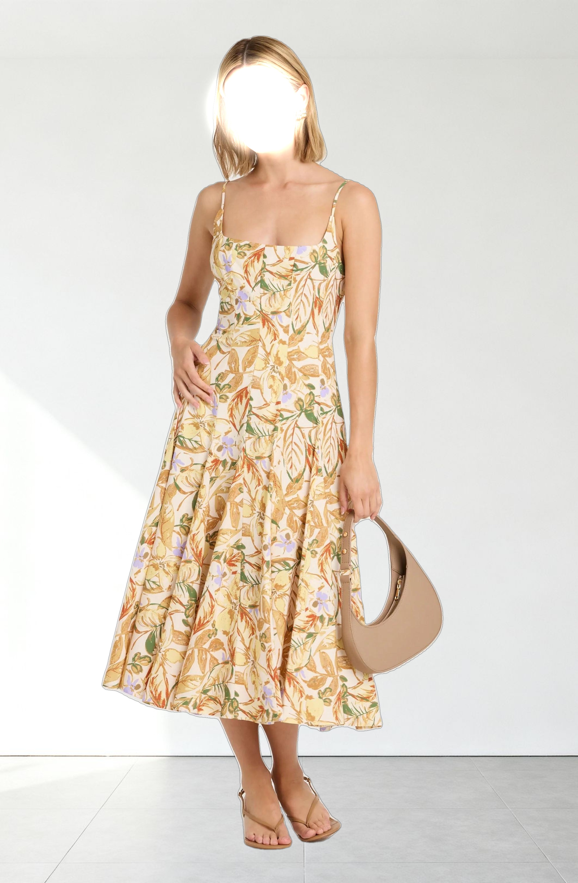 Jaleyah Paneled Flare Midi Dress