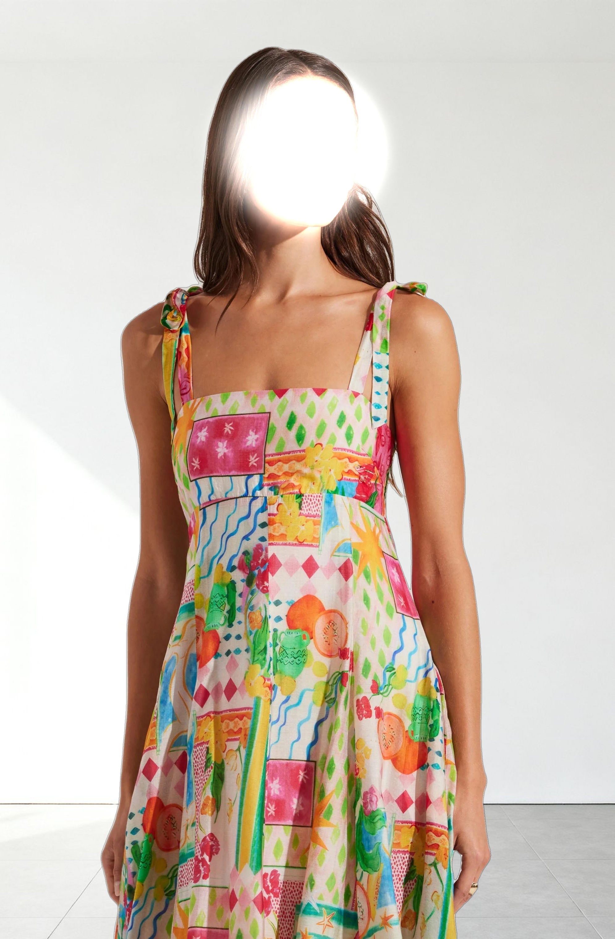 Shiann Patchwork Print Midi Dress