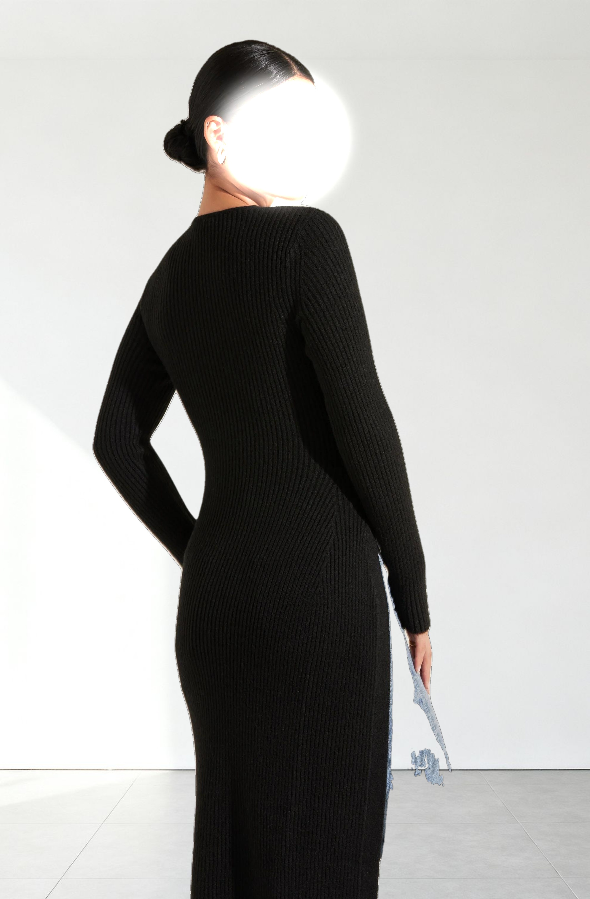 Ribbed Hi Slit Button Sweater