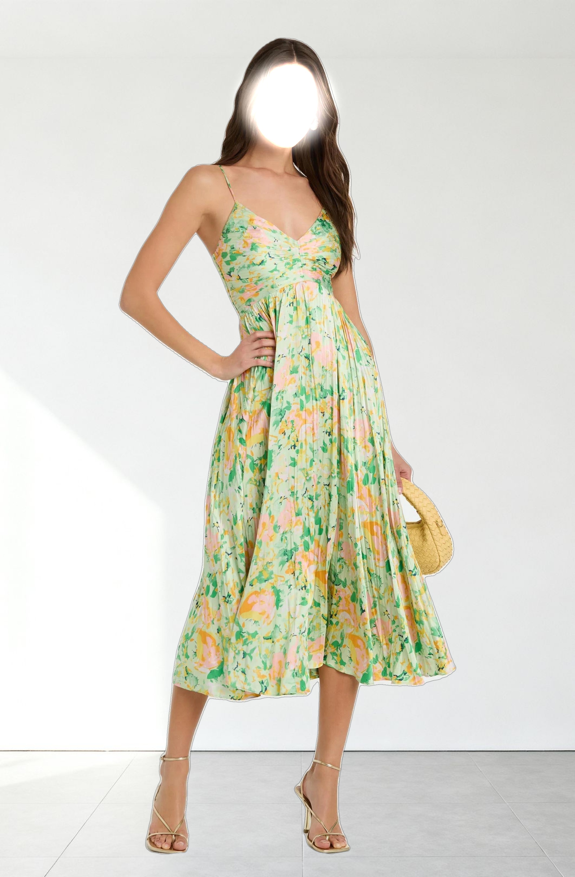 Maeve Printed Pleated Midi Dress