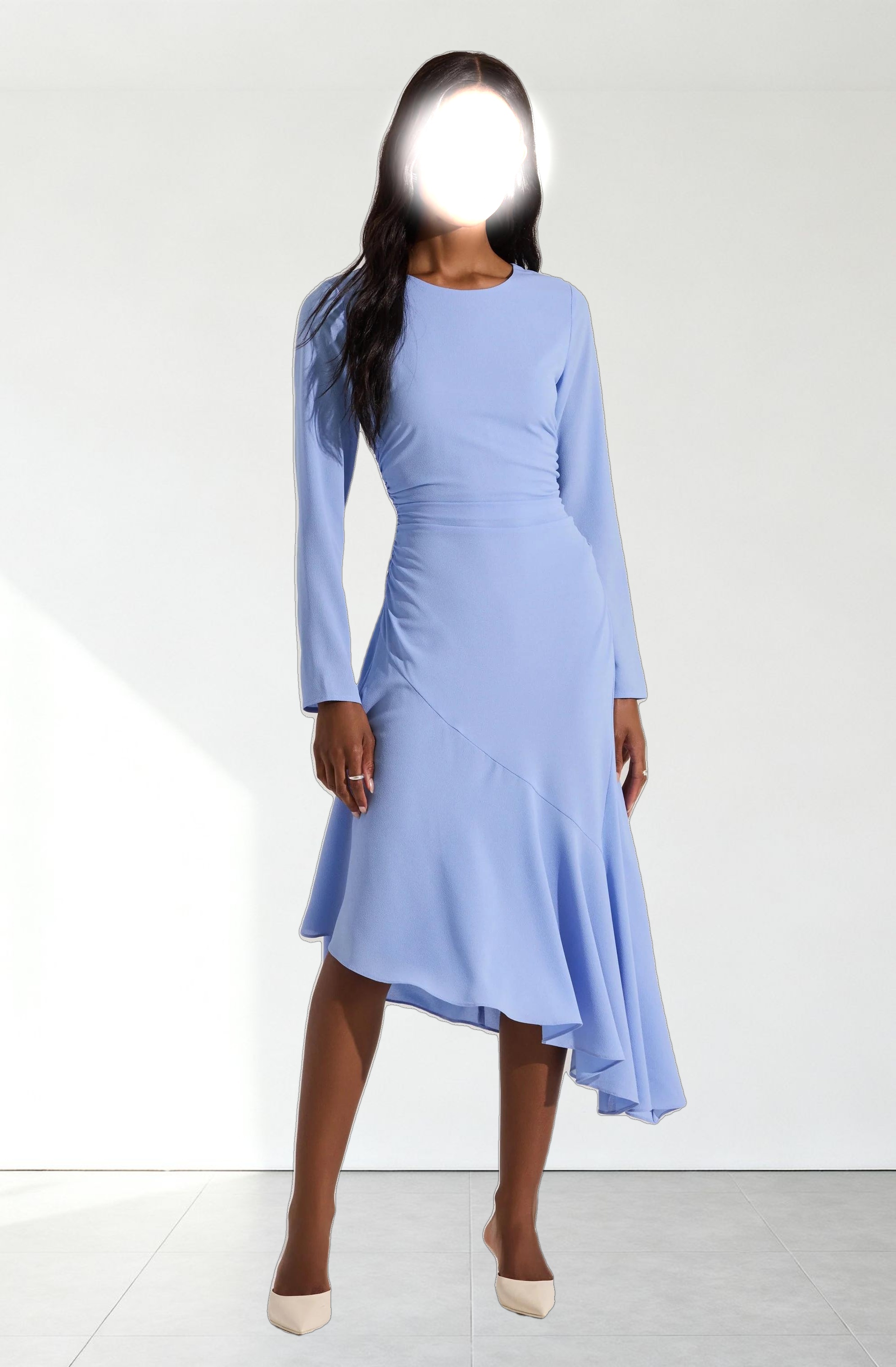 Long Sleeve Asymmetrical Hem Dress