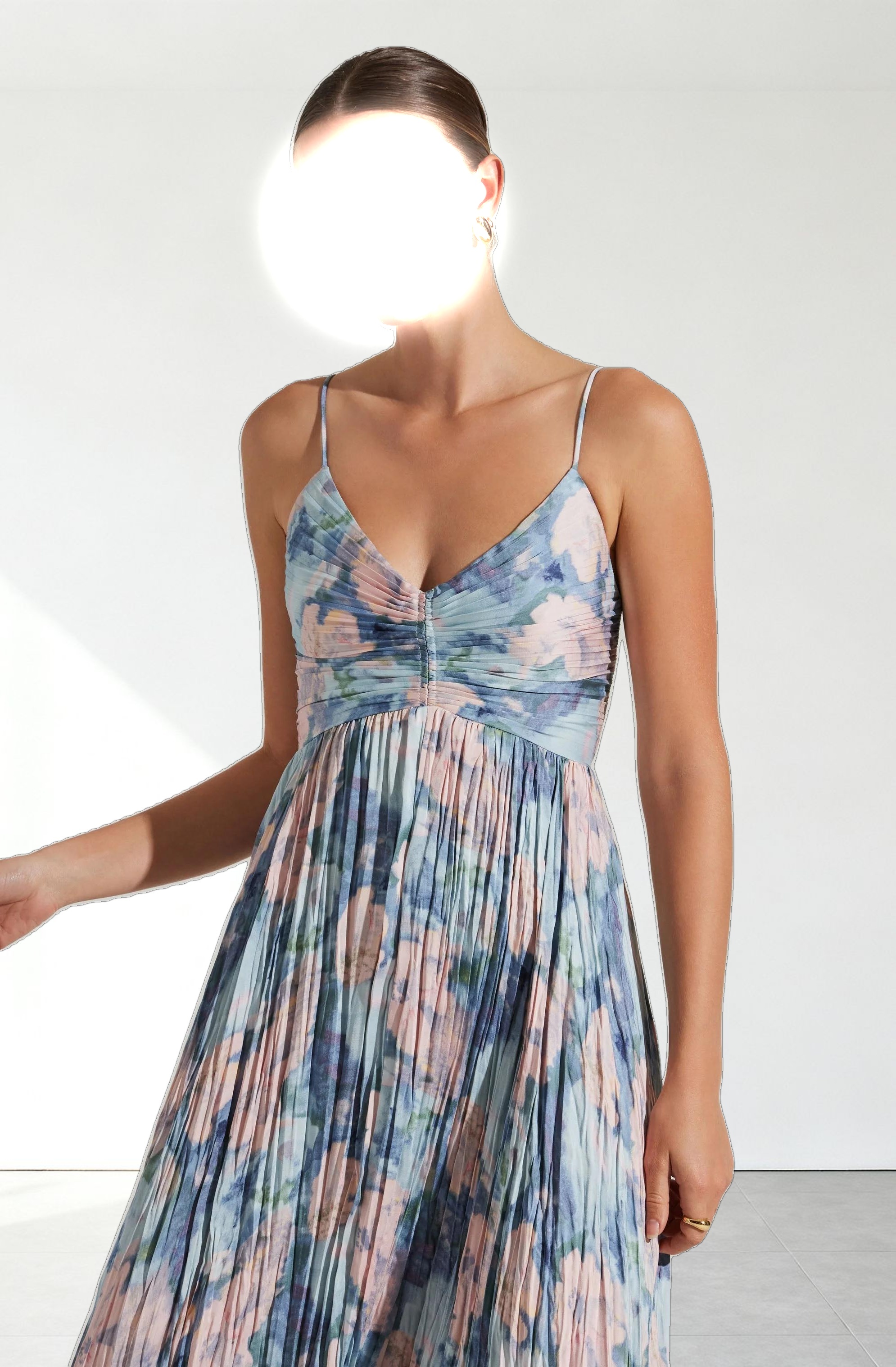 Maeve Printed Pleated Midi Dress