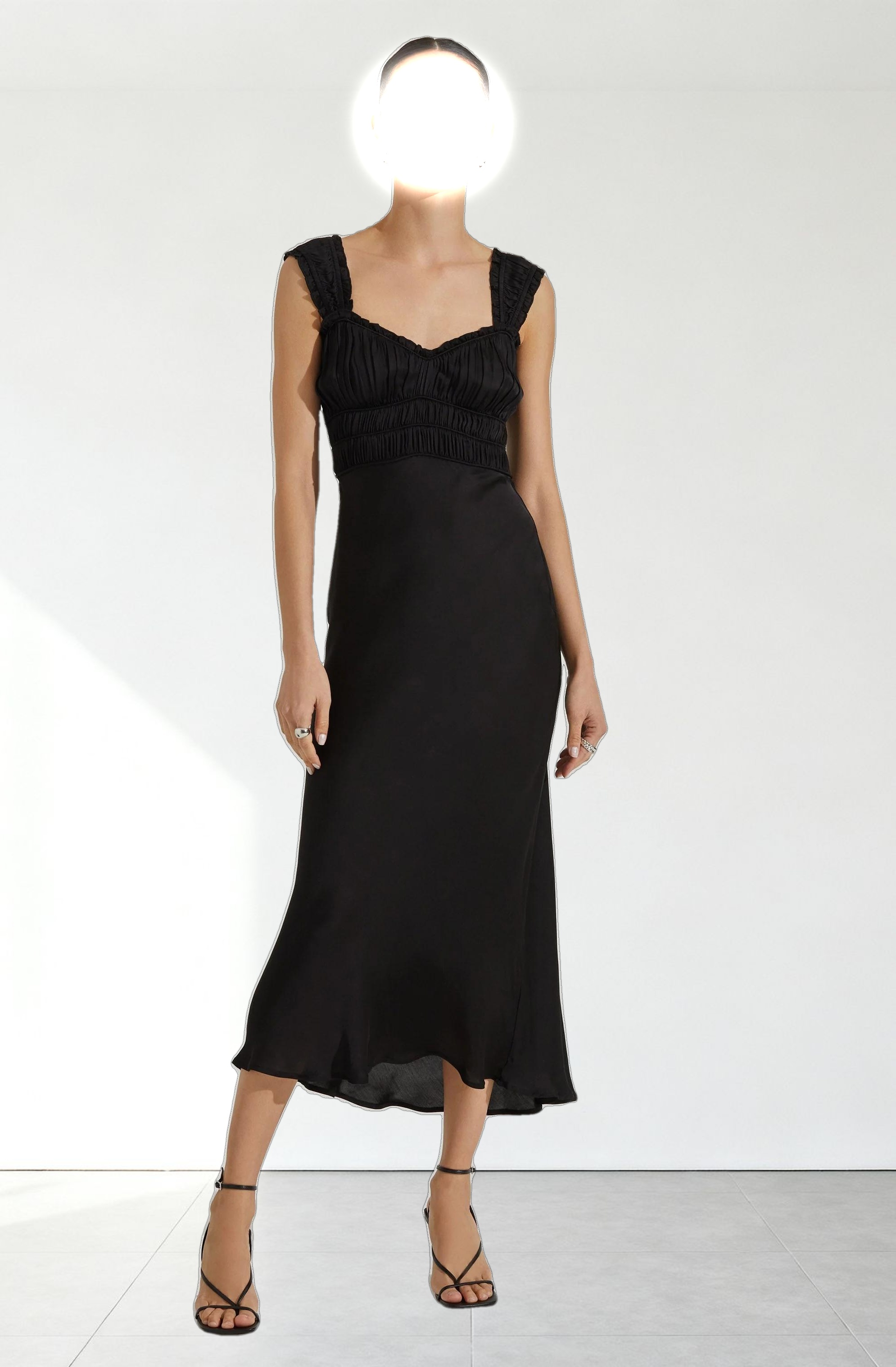 Enola Satin Smocked Midi Dress