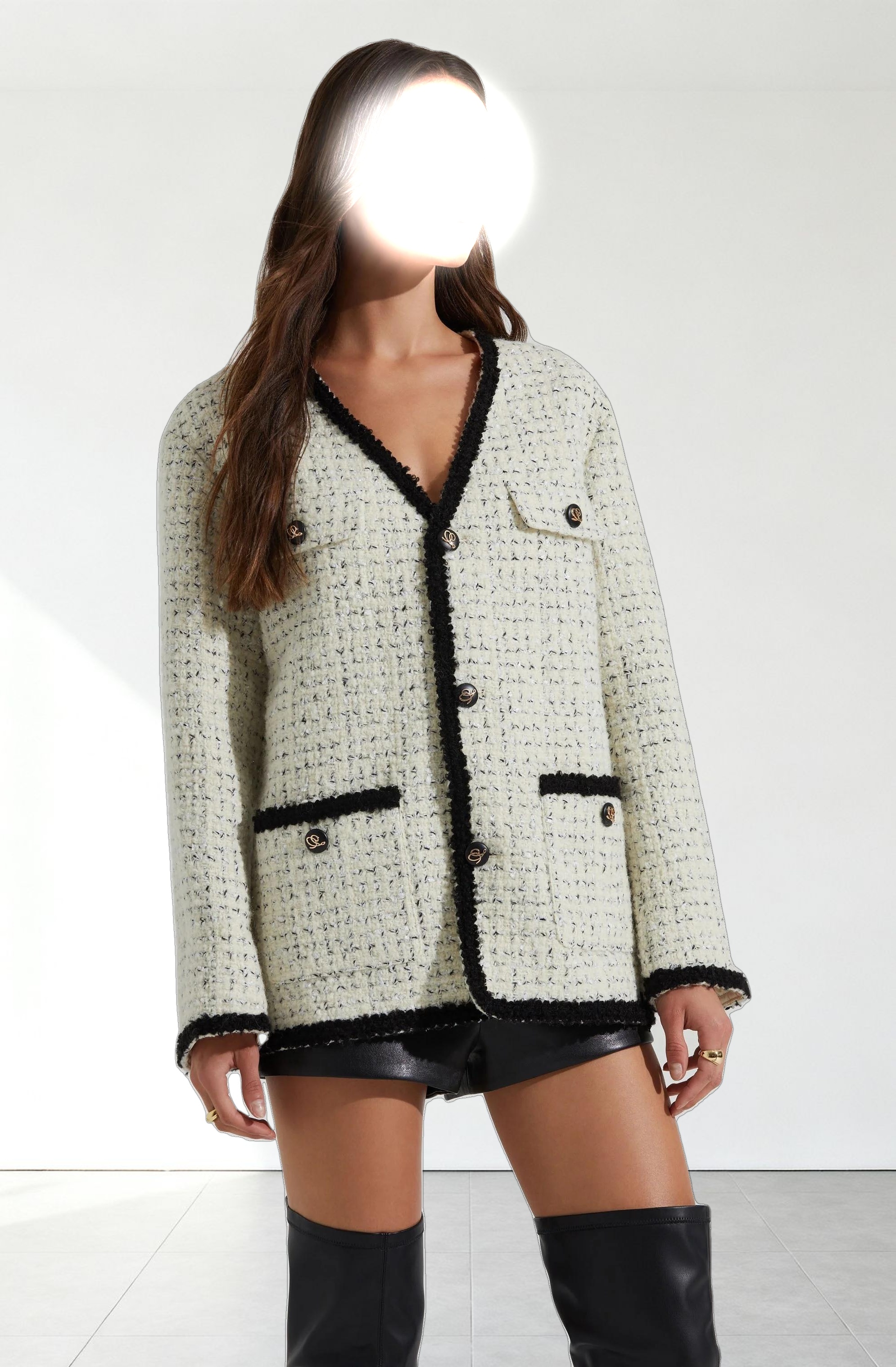 Editha Contrast Tweed Coat
