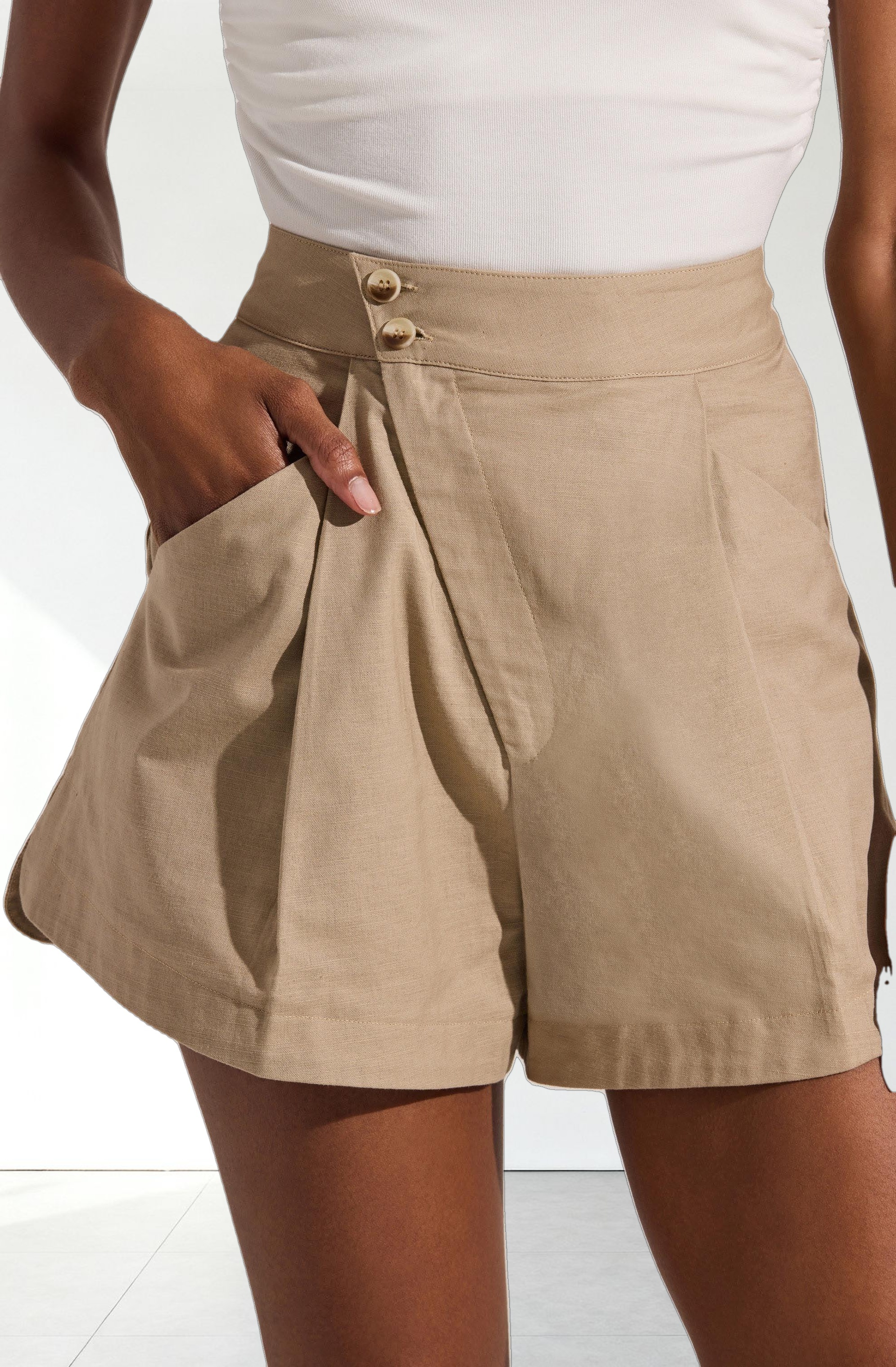 Asymmetric Linen Shorts