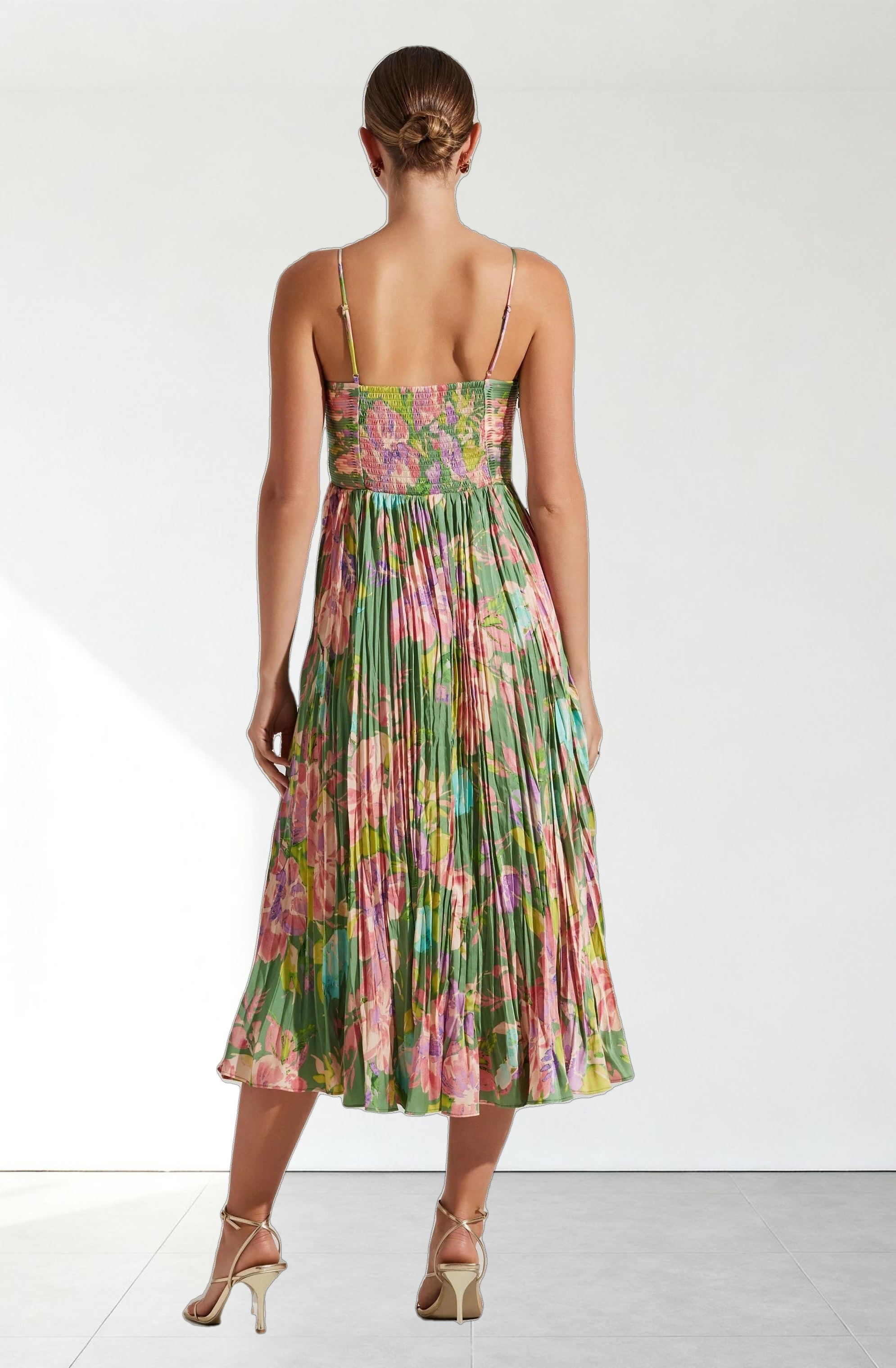 Maeve Printed Pleated Midi Dress
