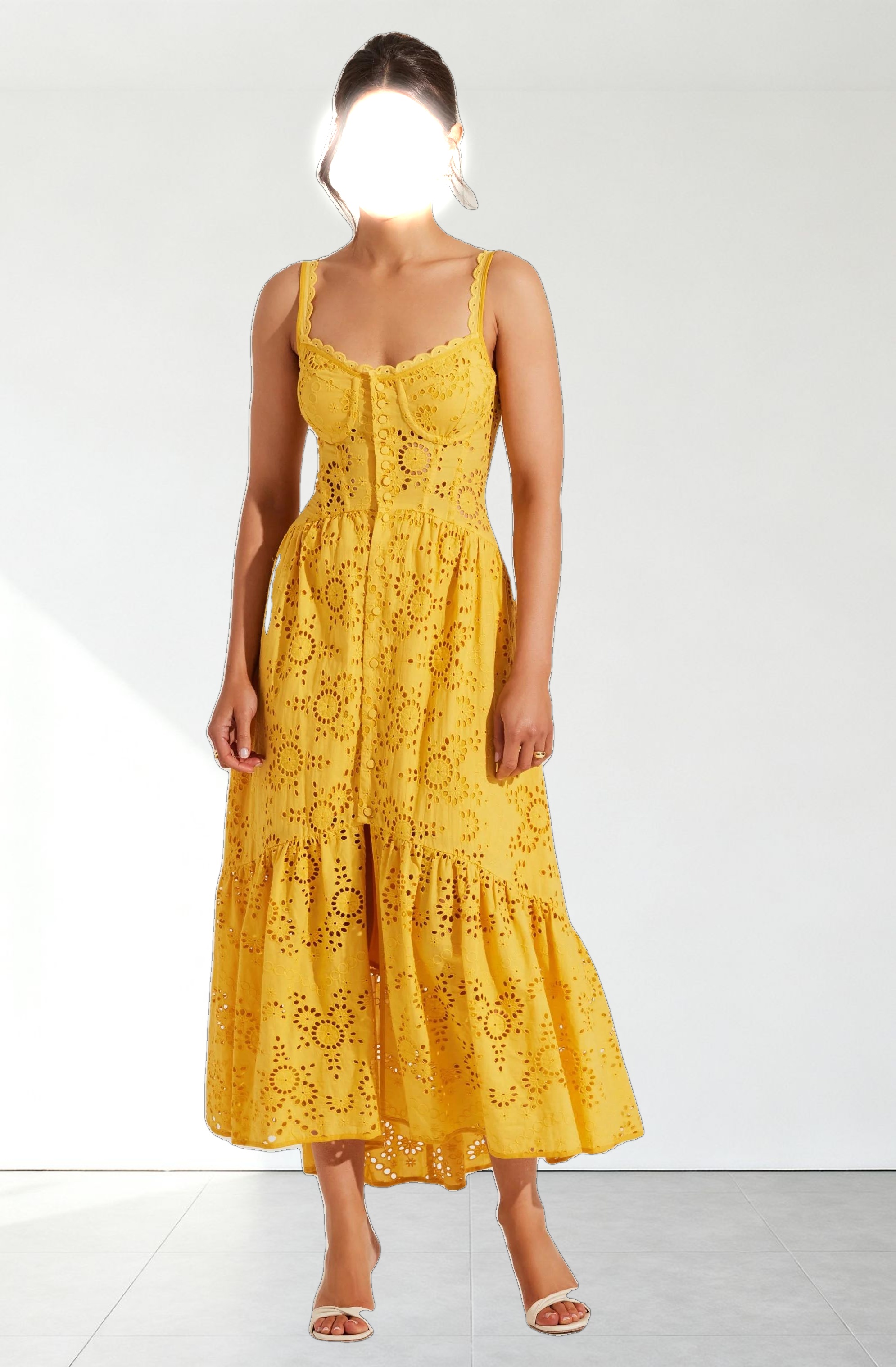 Yamila Eyelet Corset Midi Dress