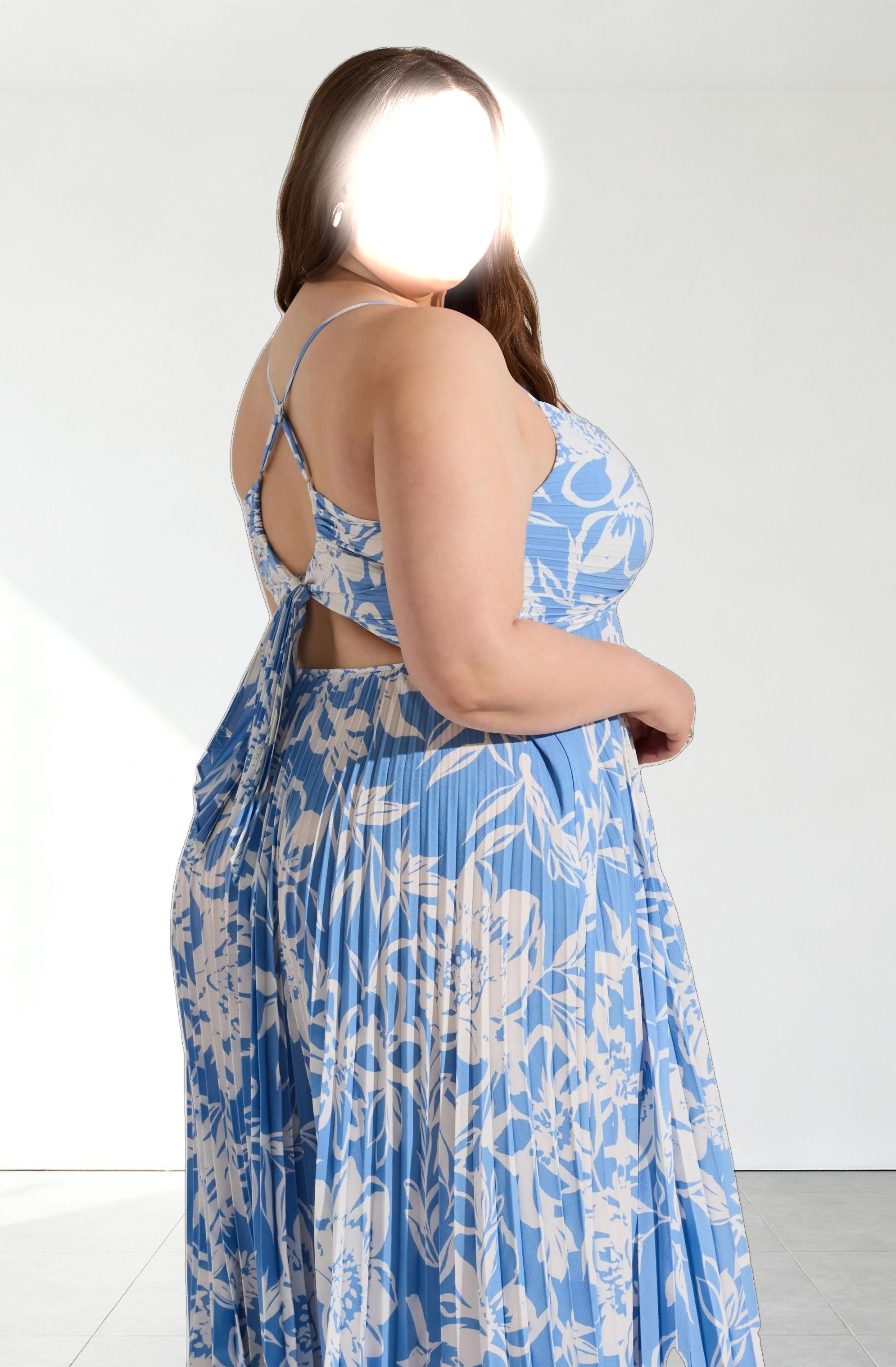 Blythe Floral Plisse Midi Dress