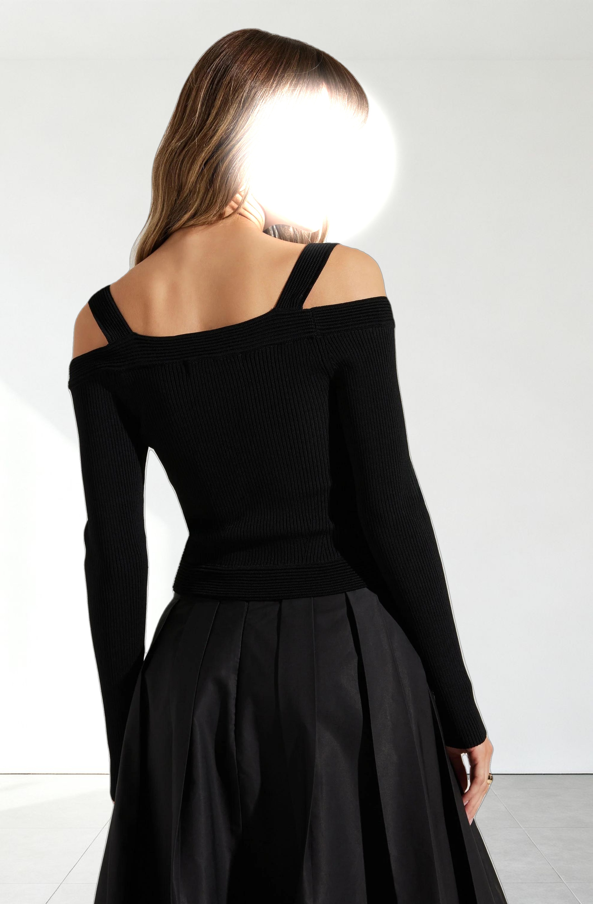 Pacey Ribbed Cold Shoulder Sweater