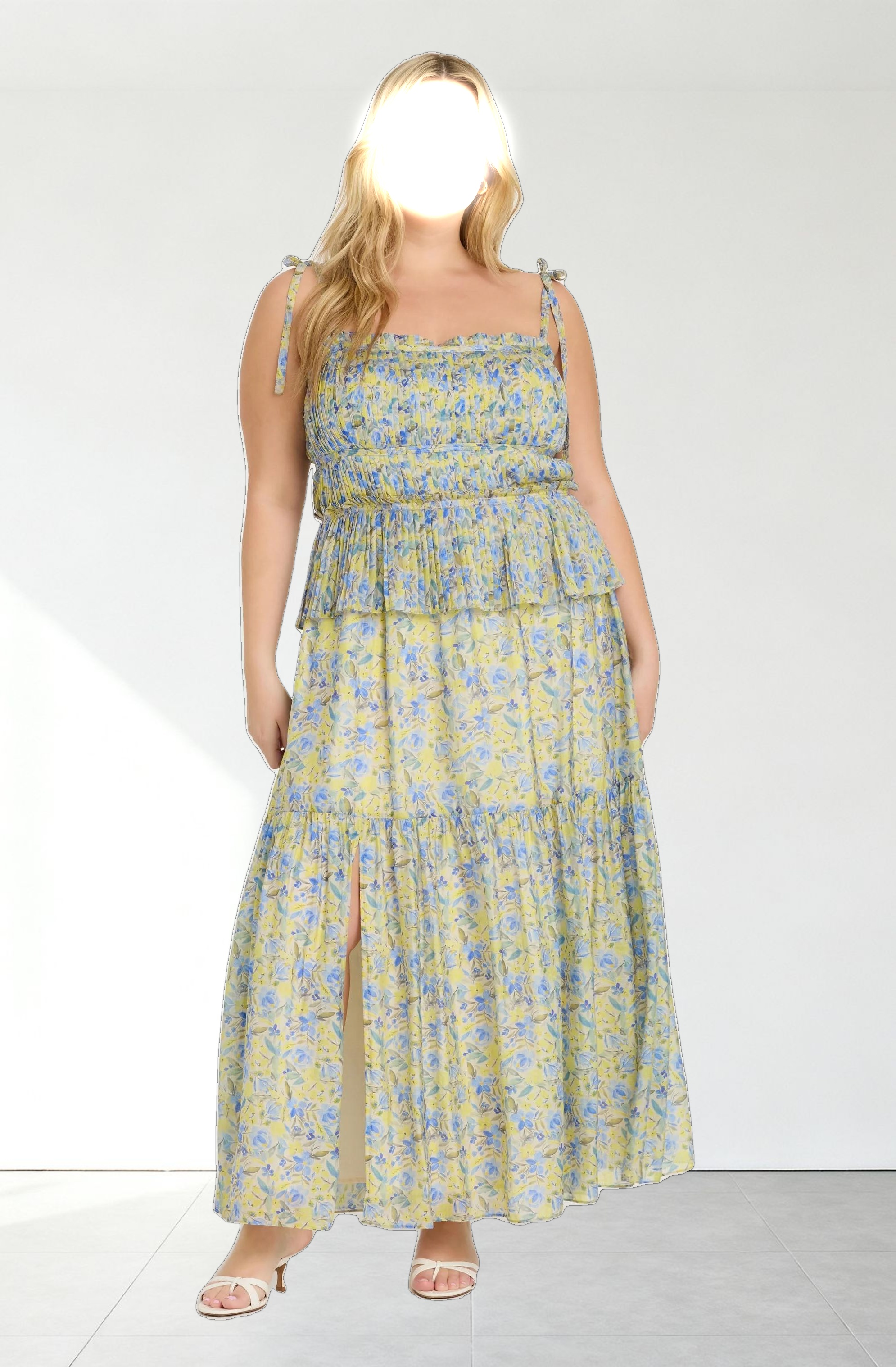 Ethelind Floral Pleated Maxi Dress