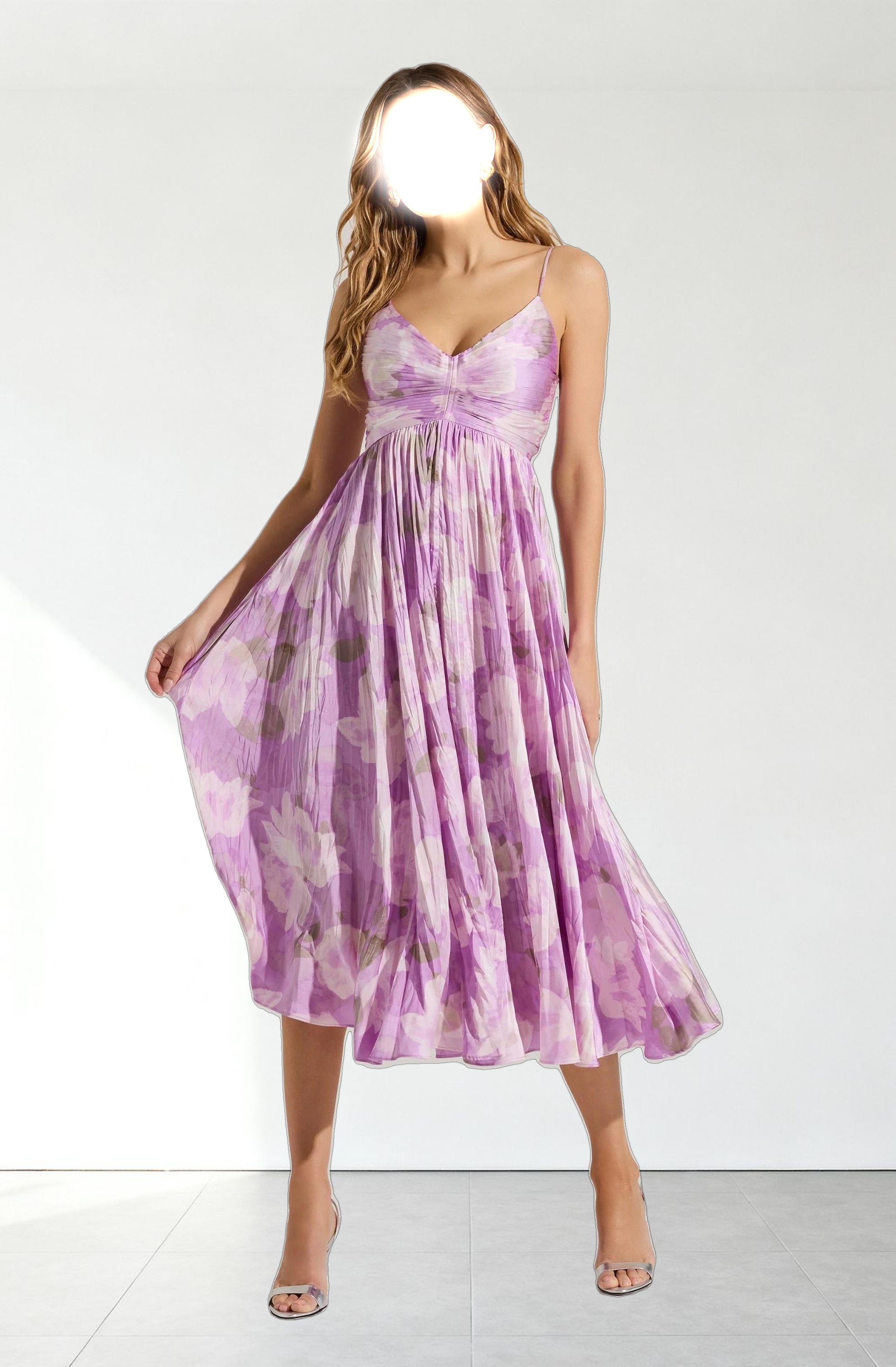 Maeve Printed Pleated Midi Dress